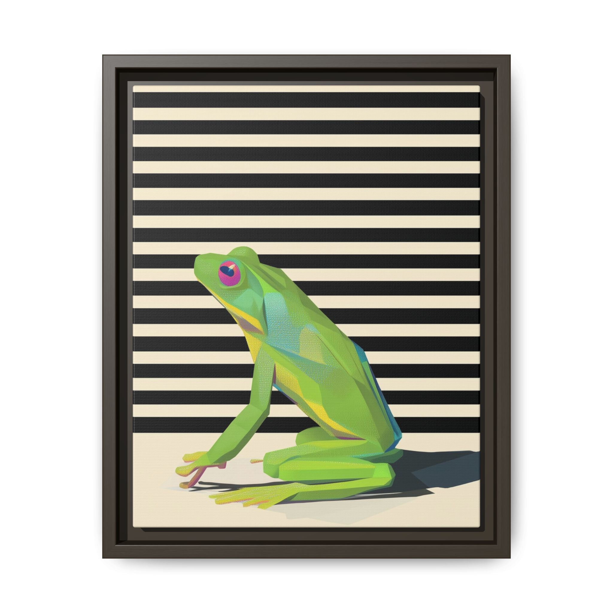 Stylized Frog Portrait Framed Print , Minimalist Pop Art Design   |  Personalized & Custom Orders Available