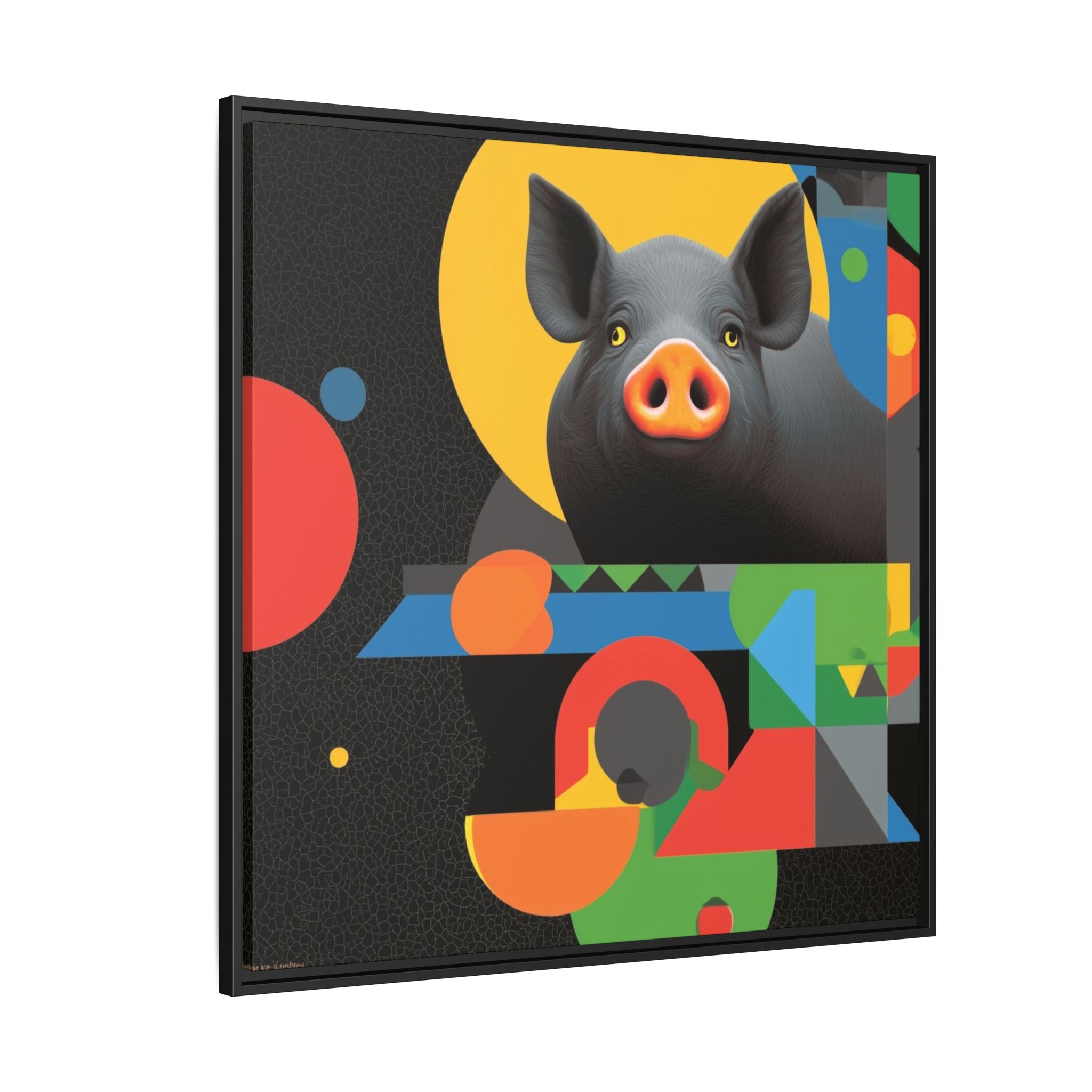 Geometric Pig Poster: Abstract Graphic Design, Colorful Modernist Composition   |    Custom Orders Available
