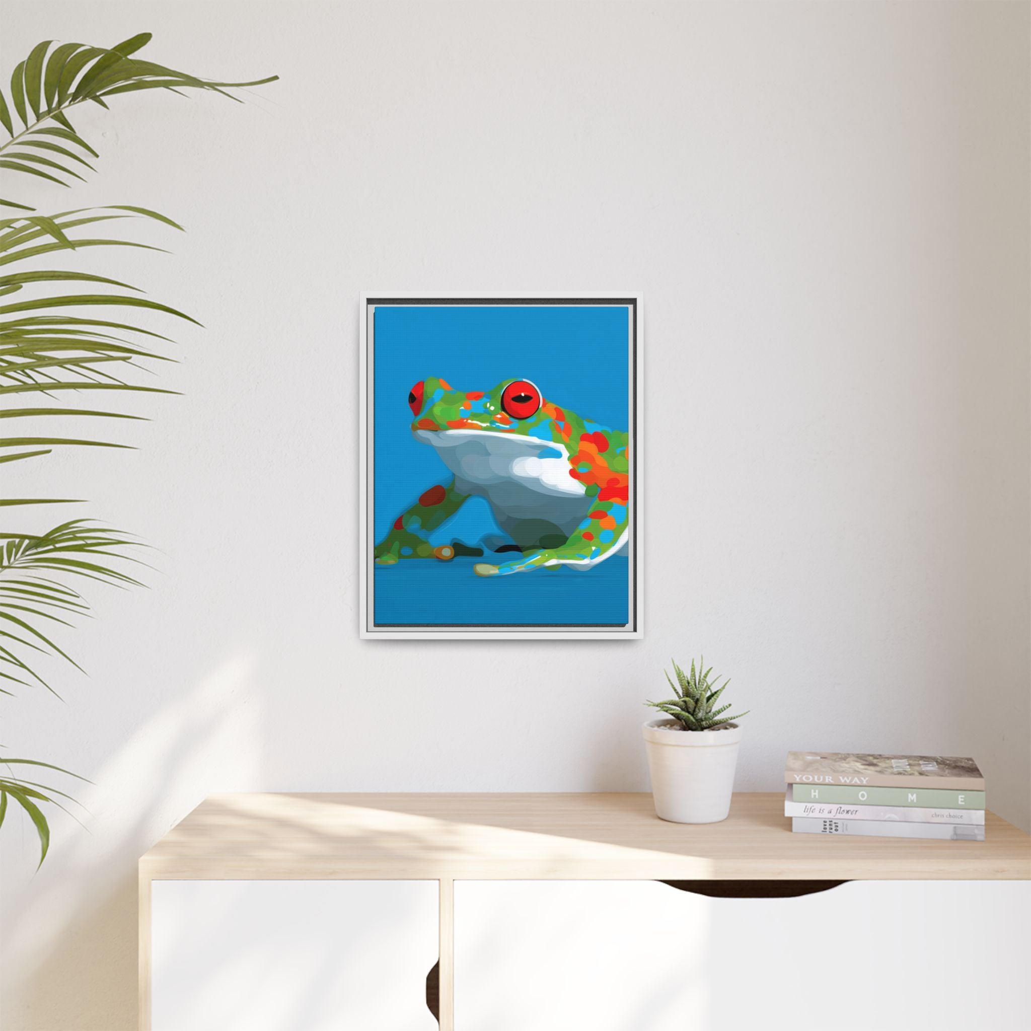 Chromatic Amphibian Framed Print : Mosaic Frog Vector Art, Modern Wildlife Illustration   |  Personalized & Custom Orders Available