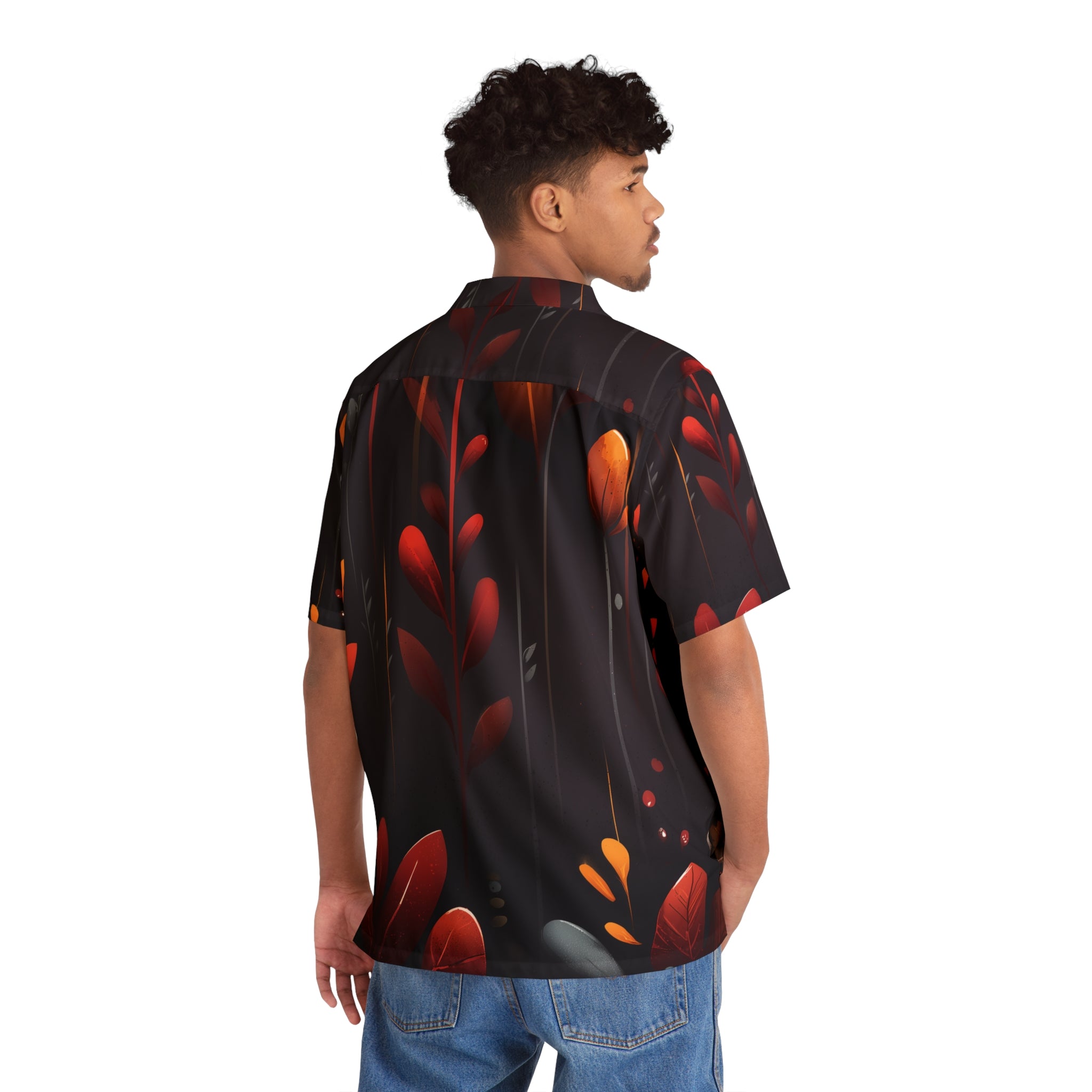 Autumn Night Floral Hawaiian Shirt — Men's Tropical Button-Up