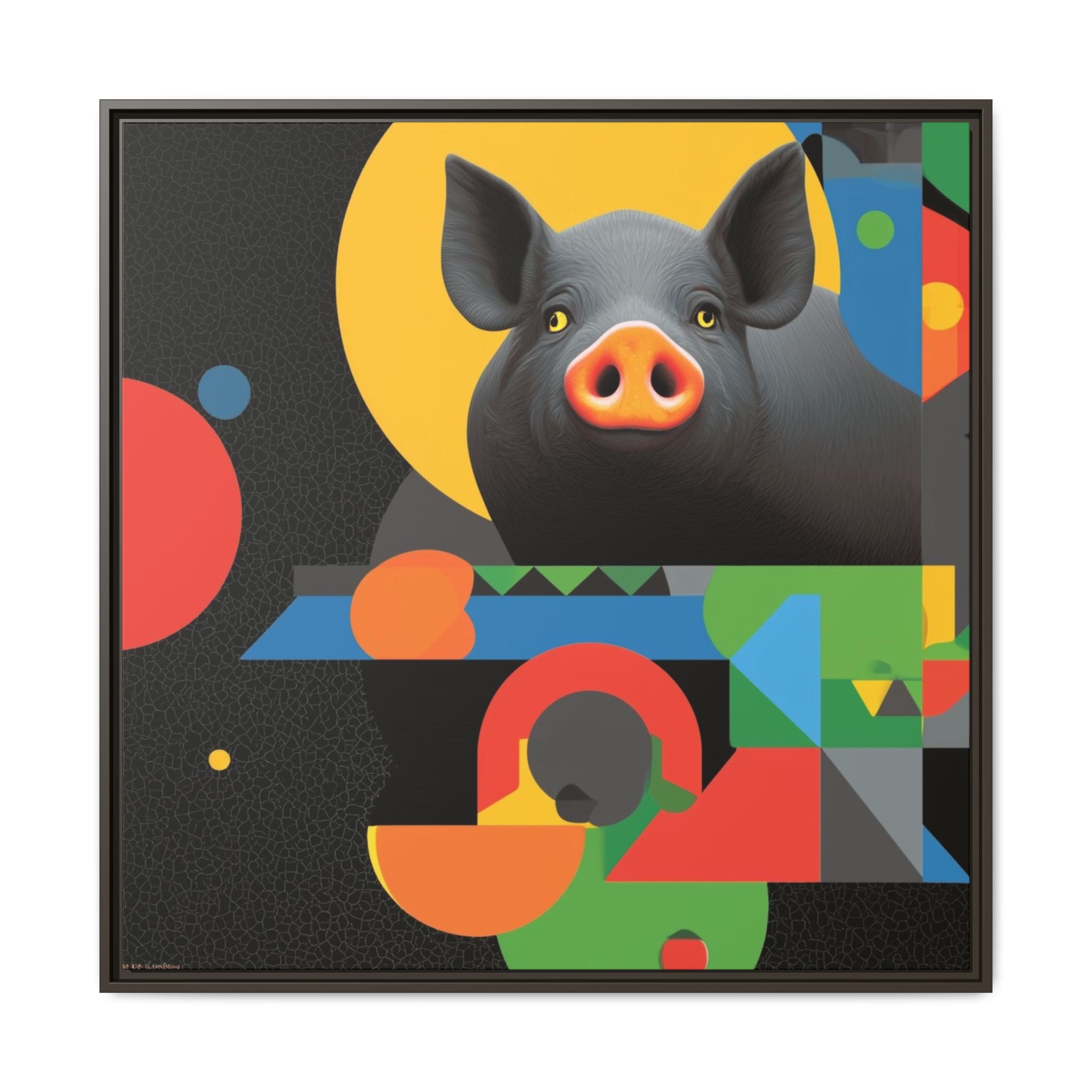 Geometric Pig Poster: Abstract Graphic Design, Colorful Modernist Composition   |    Custom Orders Available