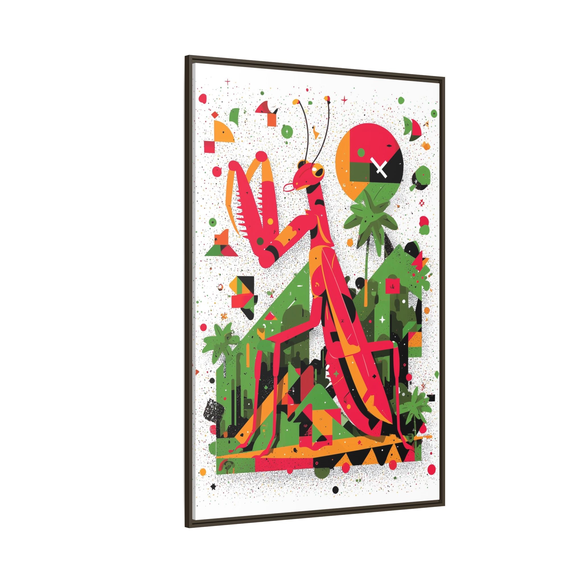 Praying Mantis in Bloom: Geometric Insect Portrait, Abstract Digital Illustration   |    Custom Orders Available