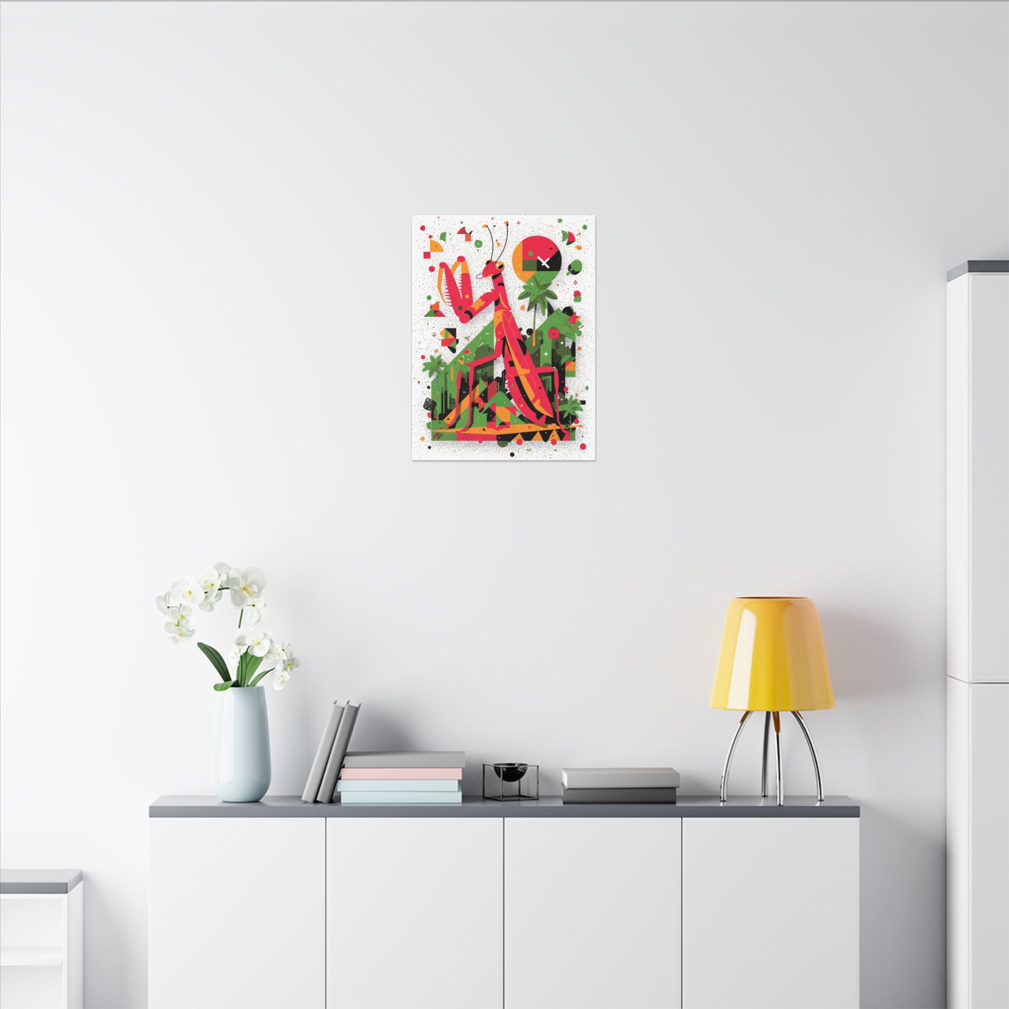 Geometric Praying Mantis: Cubist Insect Landscape, Digital Abstract Composition   |    Custom Orders Available