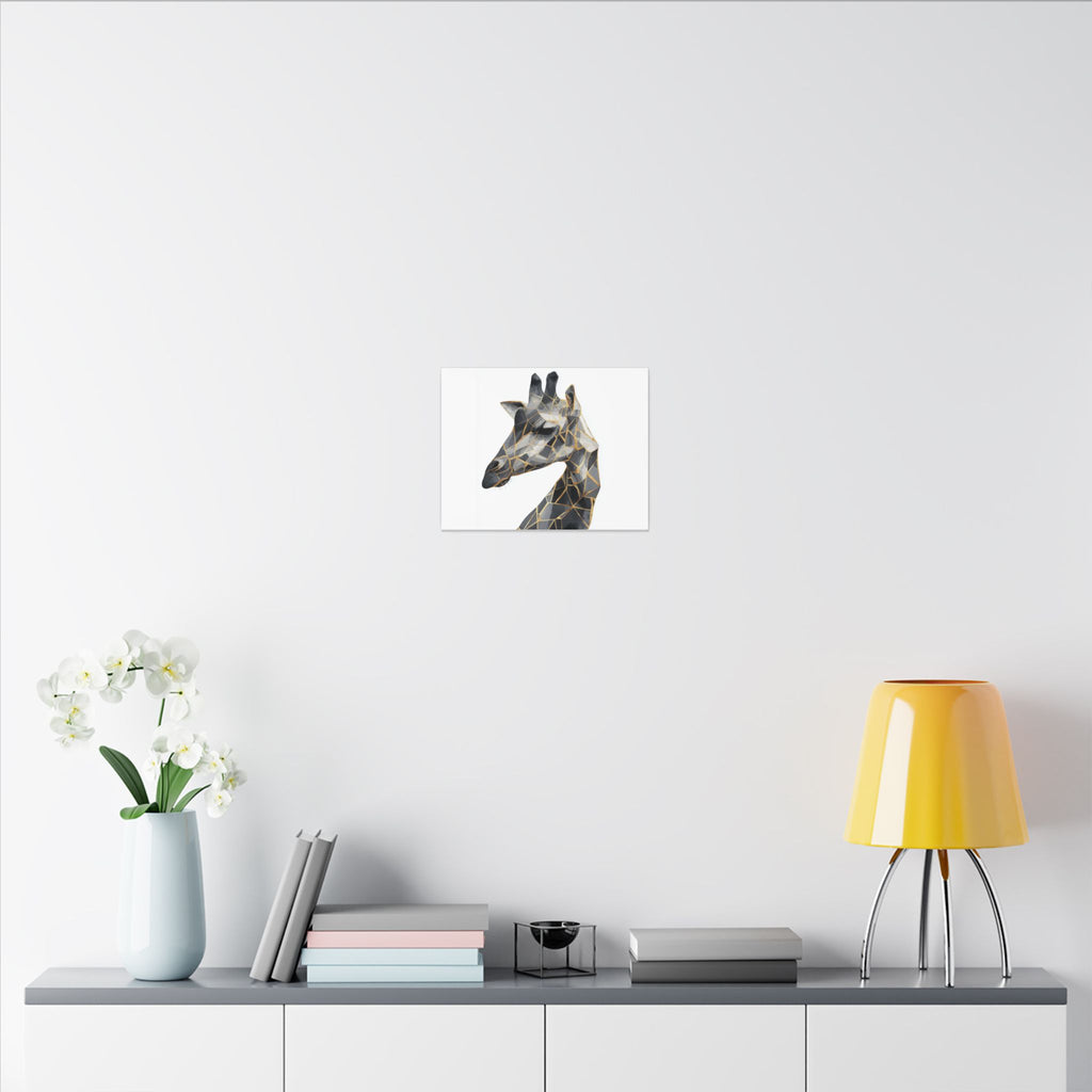 Geometric Giraffe: Modern Mosaic Art, Angular Wildlife Portrait, Monochromatic Polygon Design   |  Personalized & Custom Orders Available