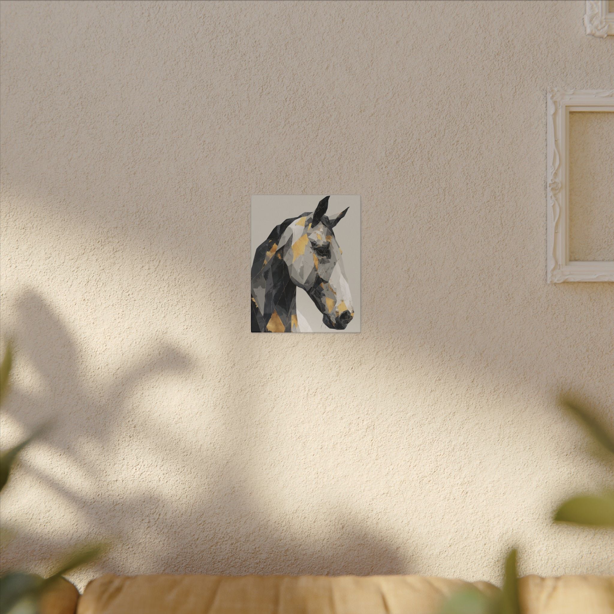 Fractal Equine: Geometric Horse Design, Cubist Digital Art, Black and Gold Abstract Portrait   |  Personalized & Custom Orders Available