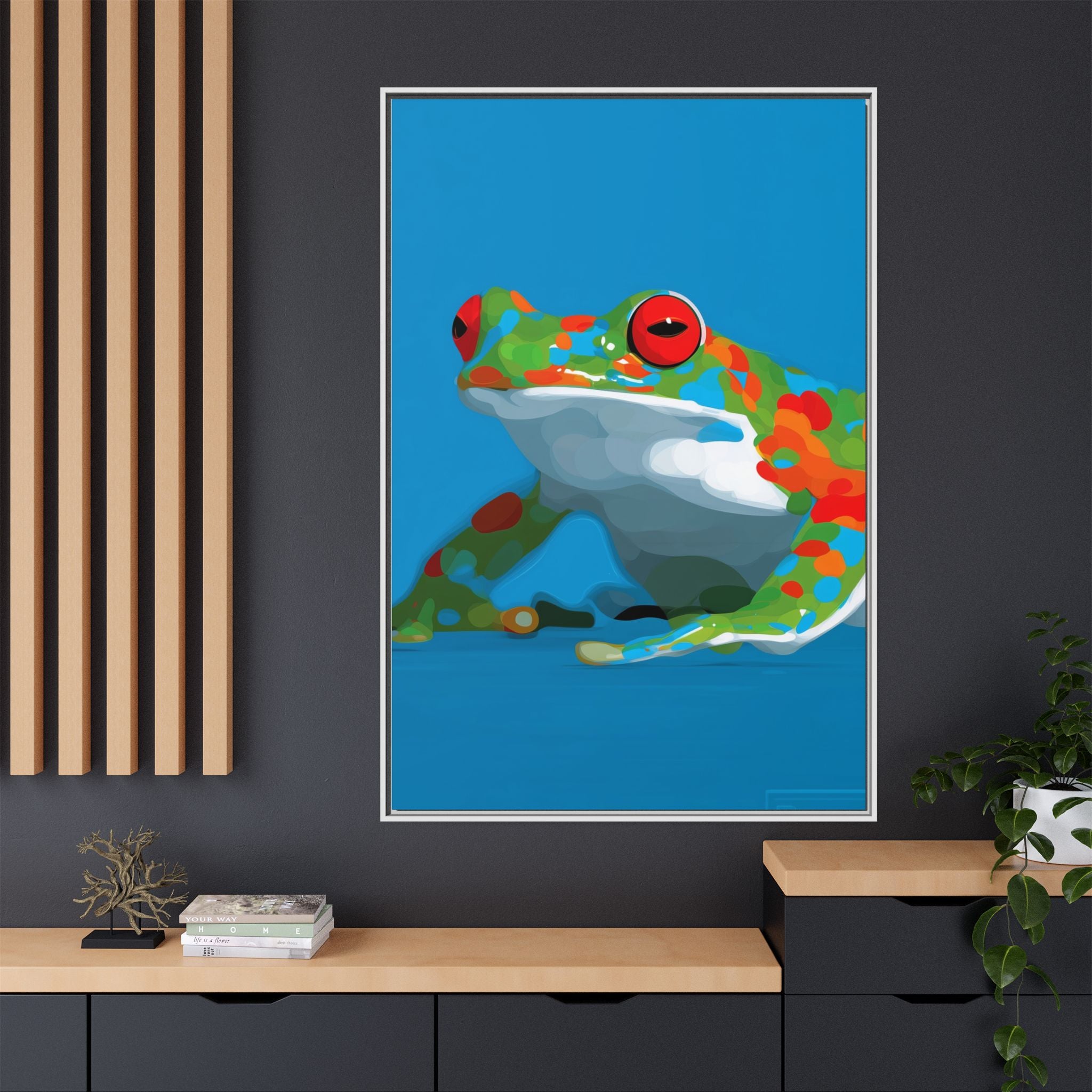 Chromatic Amphibian Framed Print : Mosaic Frog Vector Art, Modern Wildlife Illustration   |  Personalized & Custom Orders Available