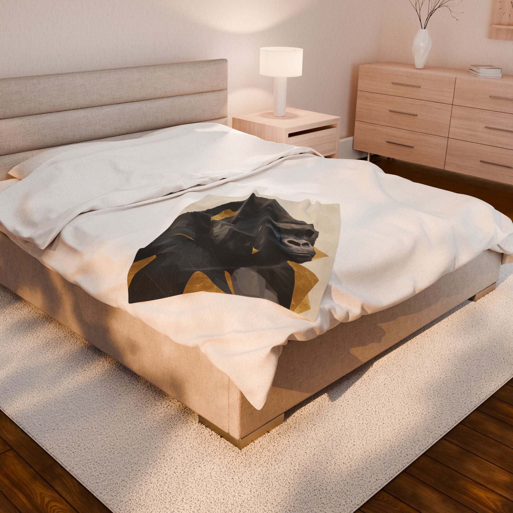 Geometric Gorilla Blanket : Low-Poly Wildlife Art, Contemporary Animal Illustration   |  Personalized & Custom Orders