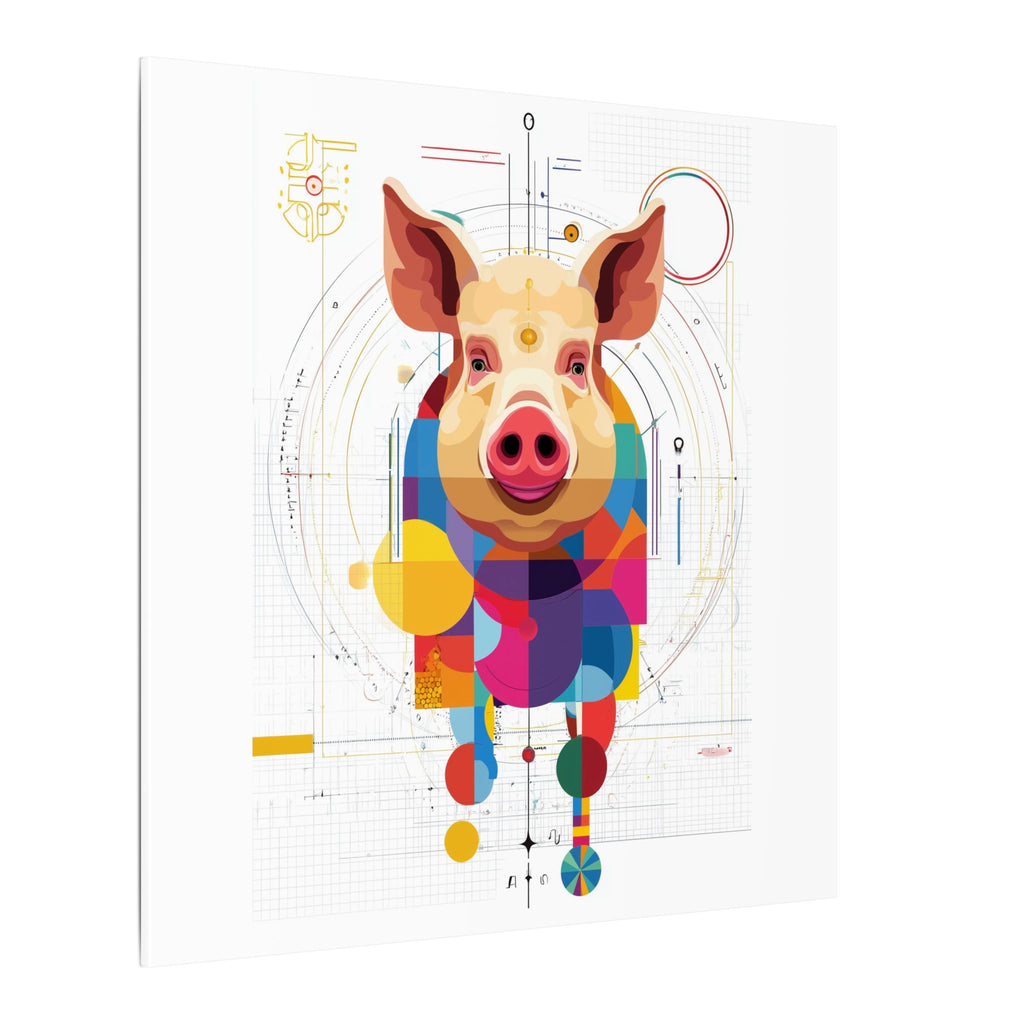 Geometric Pig Portrait: Cubist Animal Art, Technical Design Illustration   |    Custom Orders Available