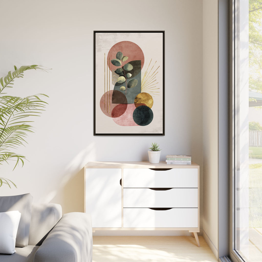 Botanical Geometric Symphony: Eucalyptus Harmony, Metallic Intersections, Modern Earth Tones   |   Custom Orders Accepted