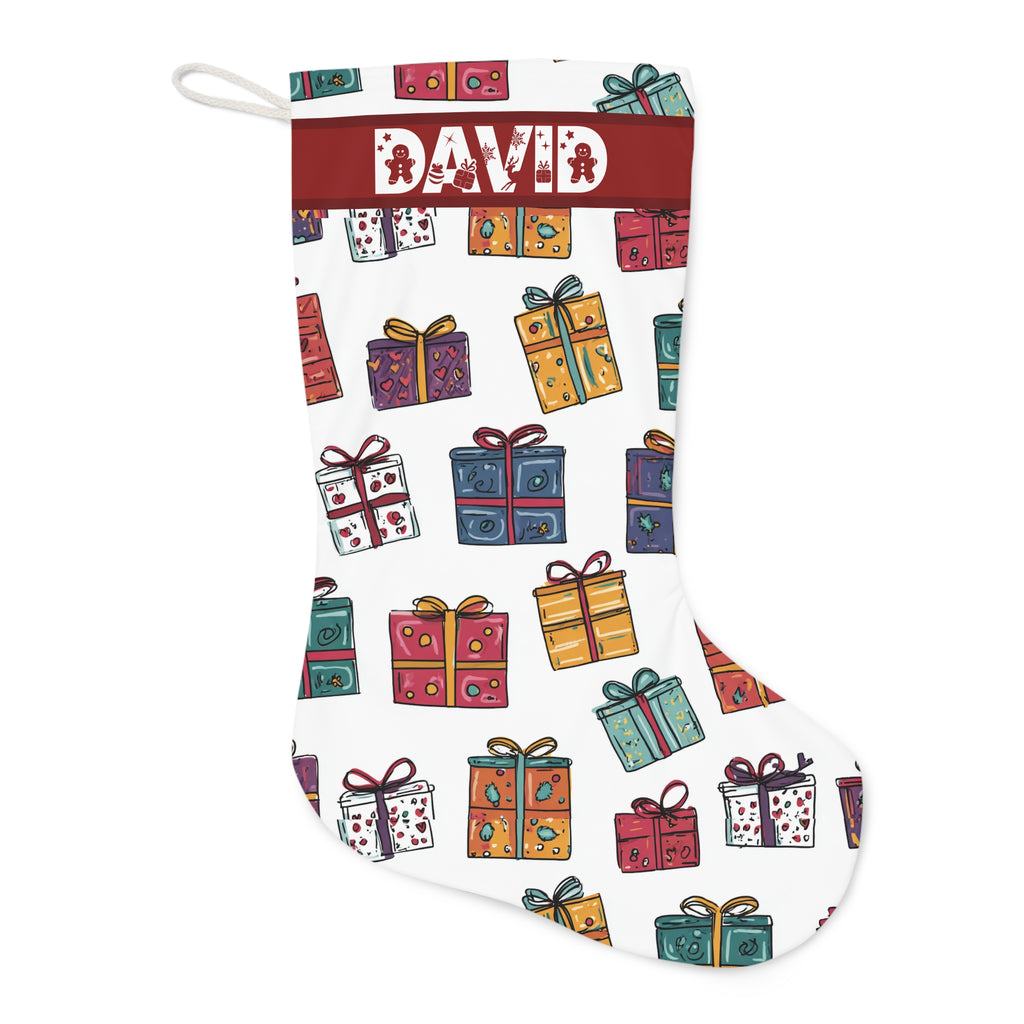 Personalized Stocking, Festive Christmas Stocking,  Holiday Decor, Personalized Gift, Santa Stocking, Unique Gift Holder, Christmas Ornament