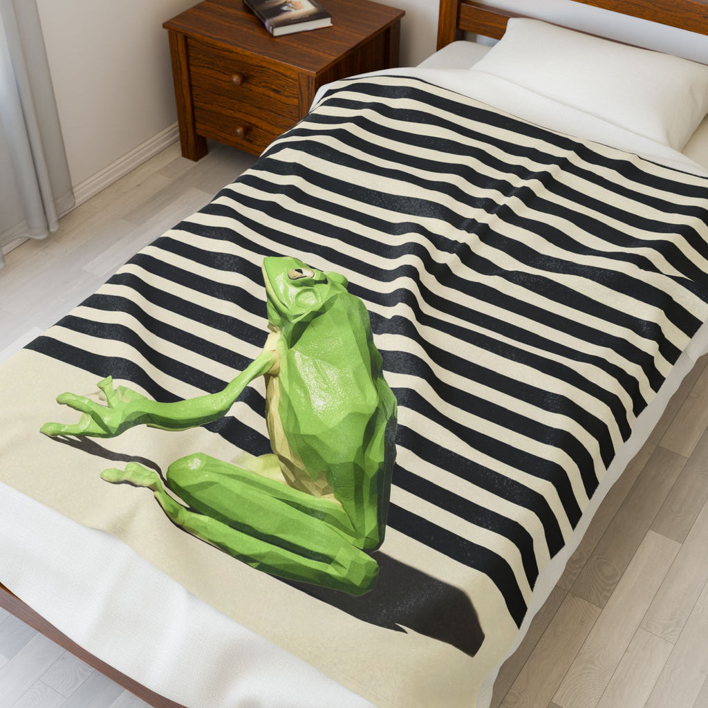 Green Tree Frog Quilt Cover, Doona Cover, Duvet: Low-Poly Nature Art, Geometric Frog Design   |    Custom Orders Available