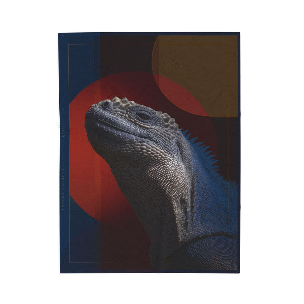 Marine Iguana Plush Blanket, Galapagos Geometric Fusion, Primordial Wisdom   |    Custom Orders Available
