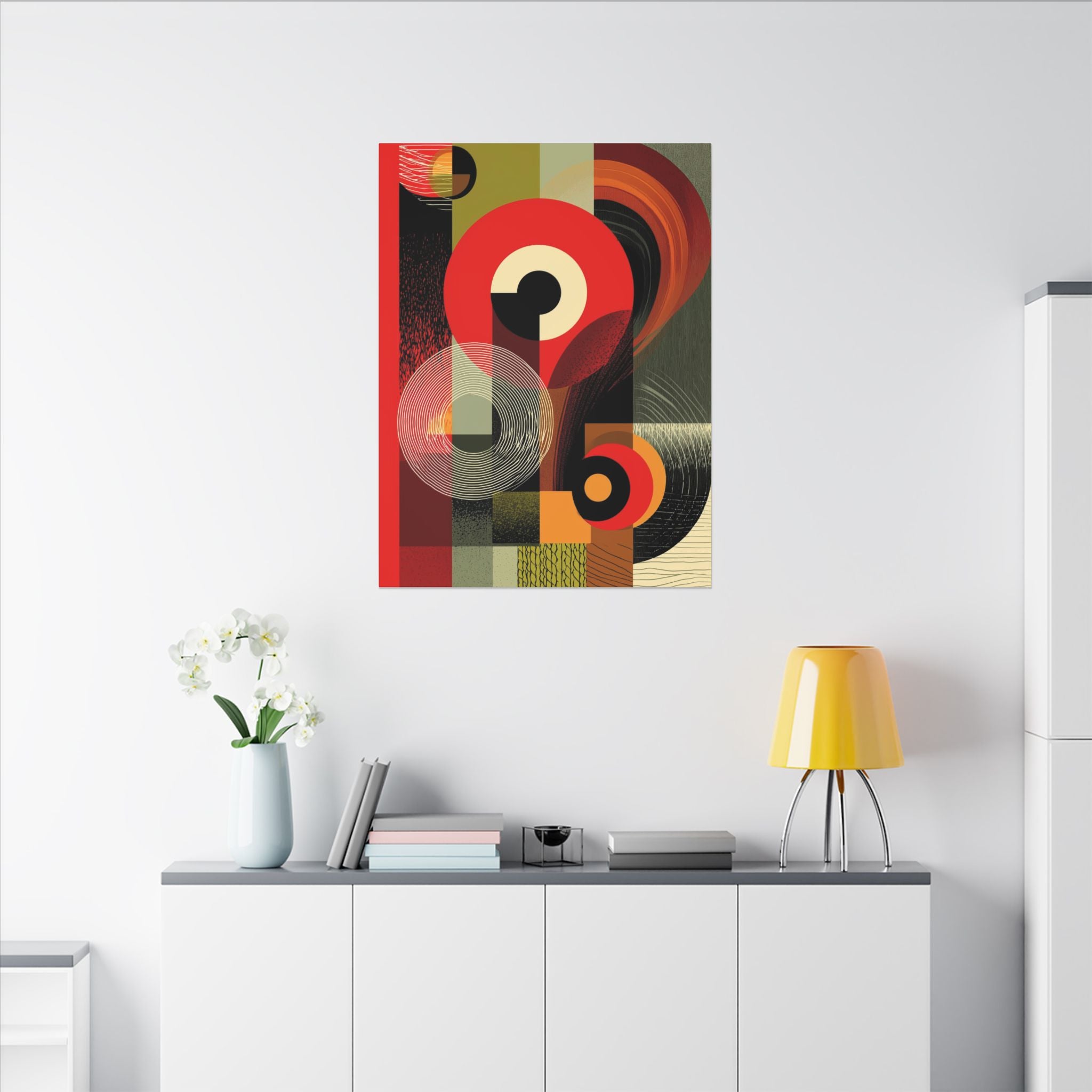 Geometric Convergence: Mid-Century Modern Abstract, Constructivist Design Principles, Bold Chromatic Composition   |   Custom Orders