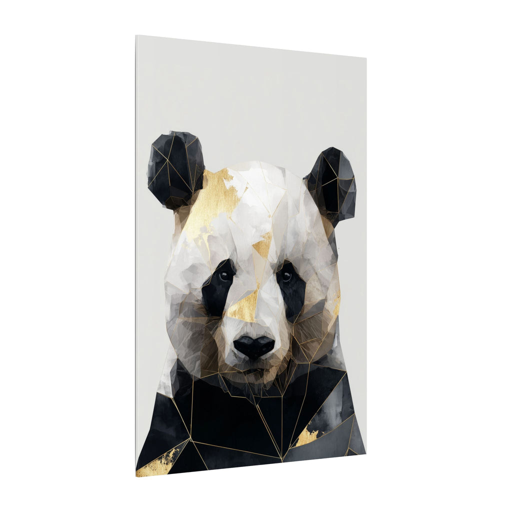 Geometric Panda: Low Poly Art, Contemporary Wildlife Portrait, Metallic Triangular Design   |  Personalized & Custom Orders Available