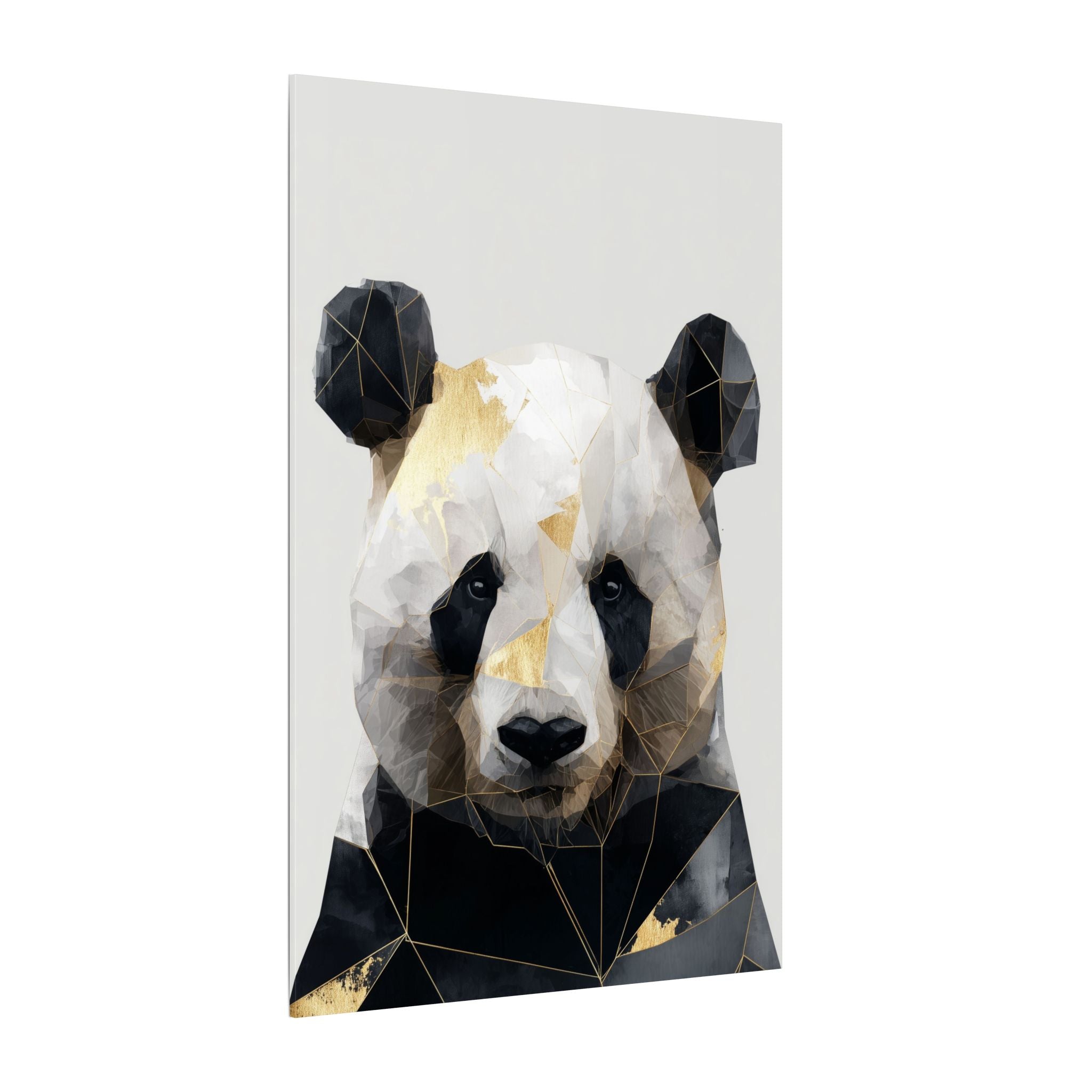 Geometric Panda: Low Poly Art, Contemporary Wildlife Portrait, Metallic Triangular Design   |  Personalized & Custom Orders Available