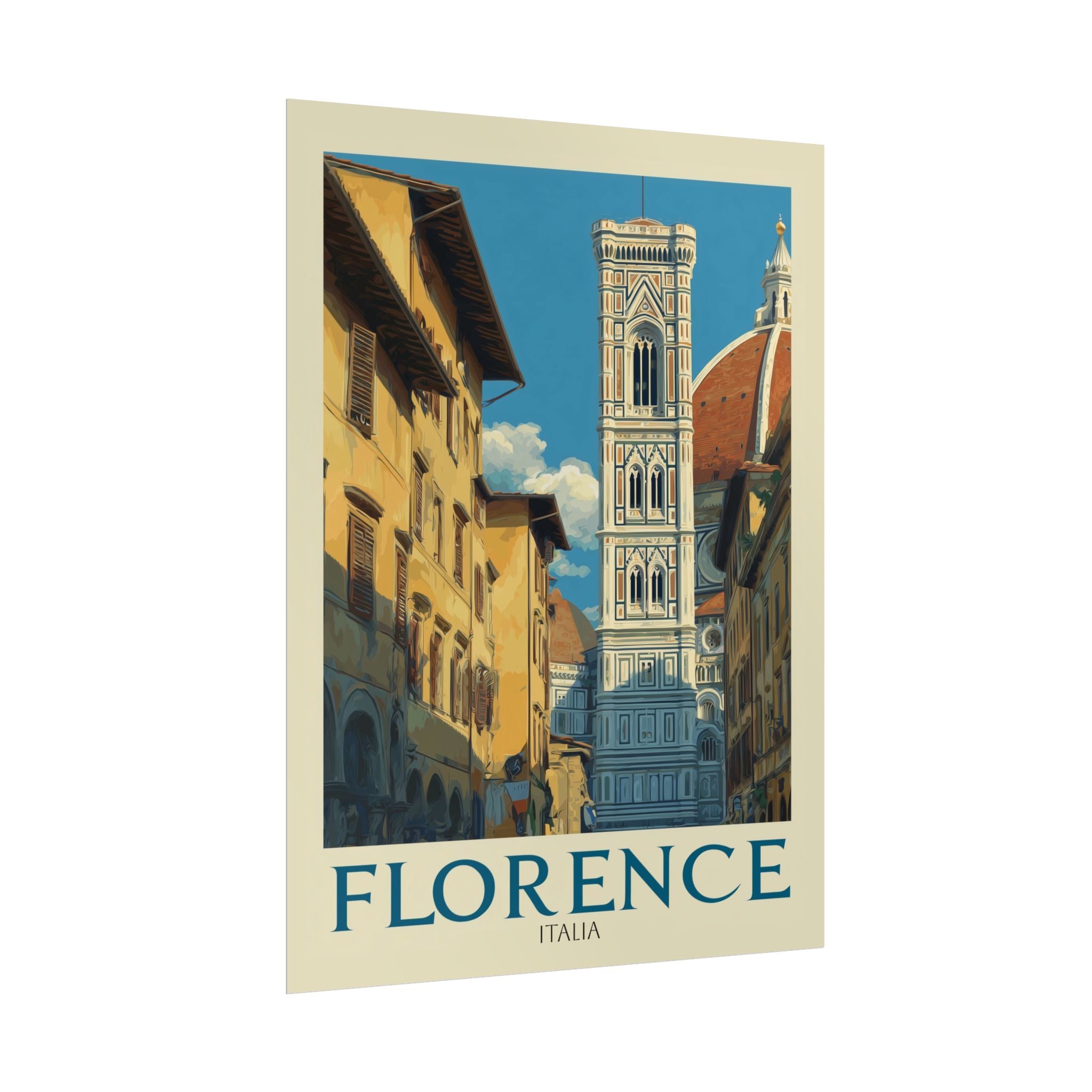 Giotto's Campanile: Vintage Florence Travel Poster, Mid-Century Architectural Illustration   |    Custom Orders Available