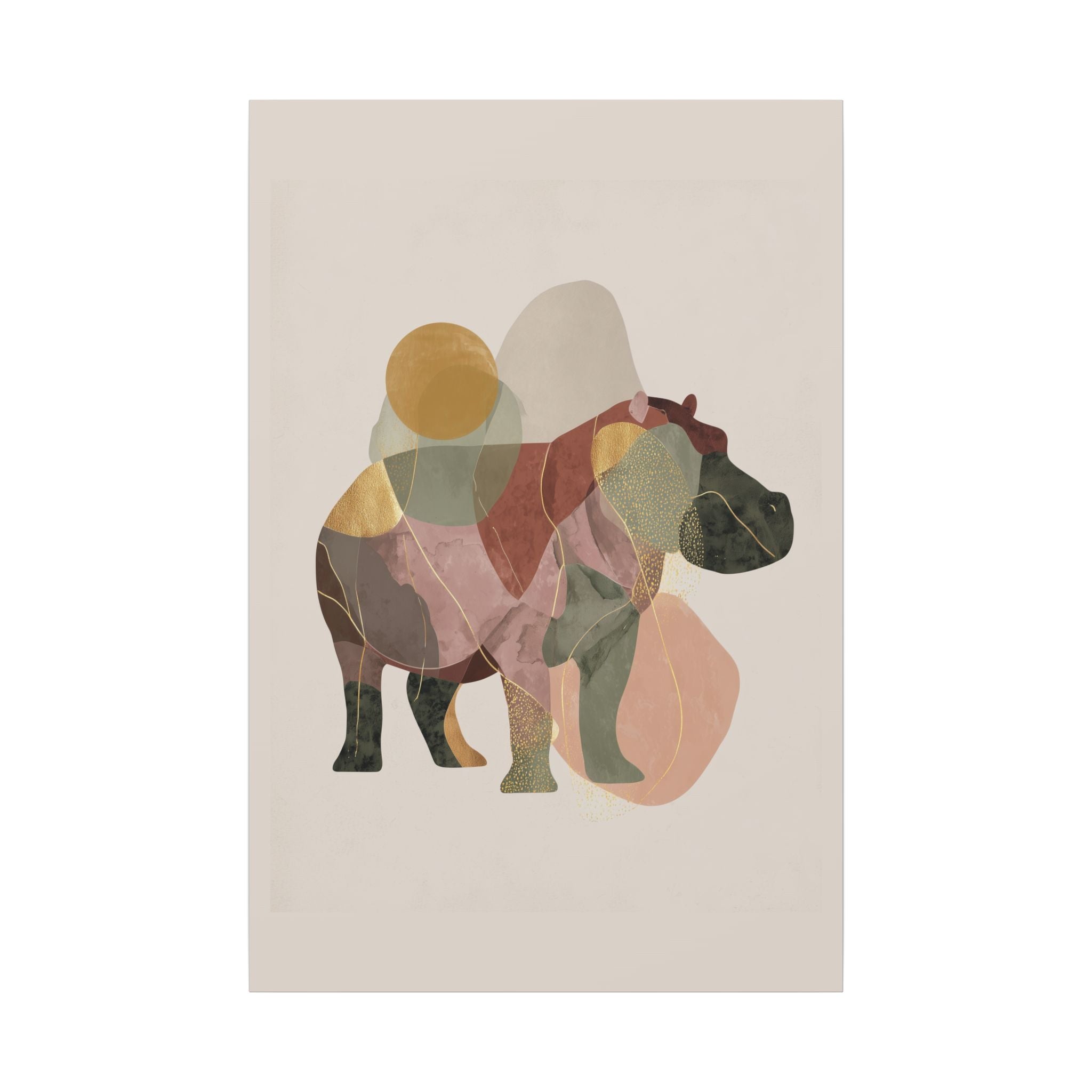 Fragmented Hippo: Geometric Abstraction, Earthy Mosaic Composition   |    Custom Orders Available
