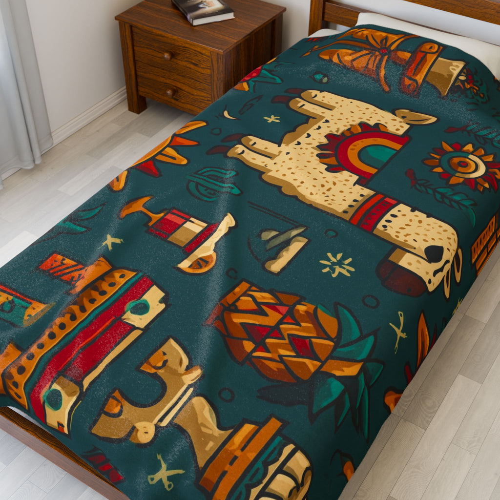 Mesoamerican Fiesta: Vibrant Southwestern Aztec Pattern, Flat Cartoon Style Seamless Design   |   Custom Orders Accepted