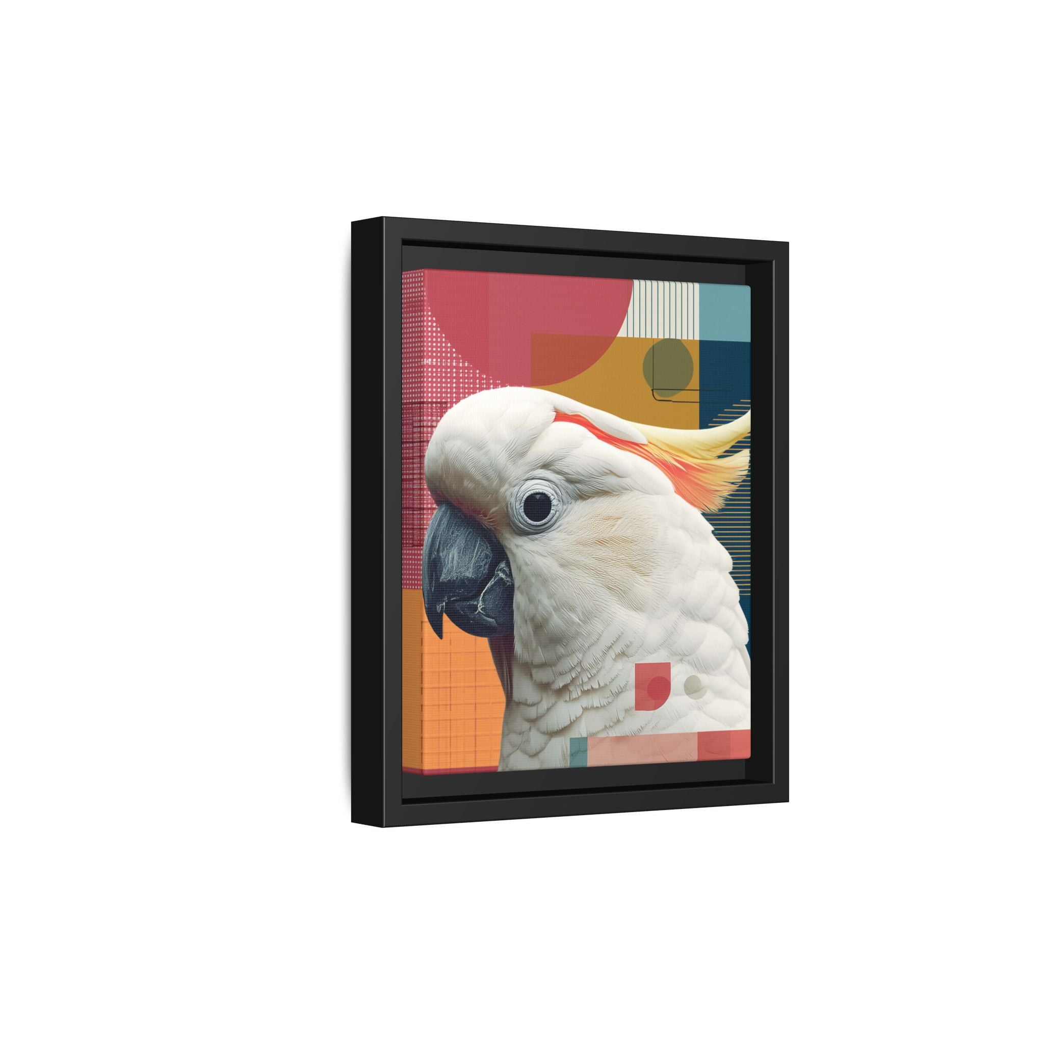 Framed Print, Cockatoo Abstract Geometric Wall Art, Matte Canvas, Colorful Bird Poster, Modern Home Decor, Tropical Animal Painting, Unique