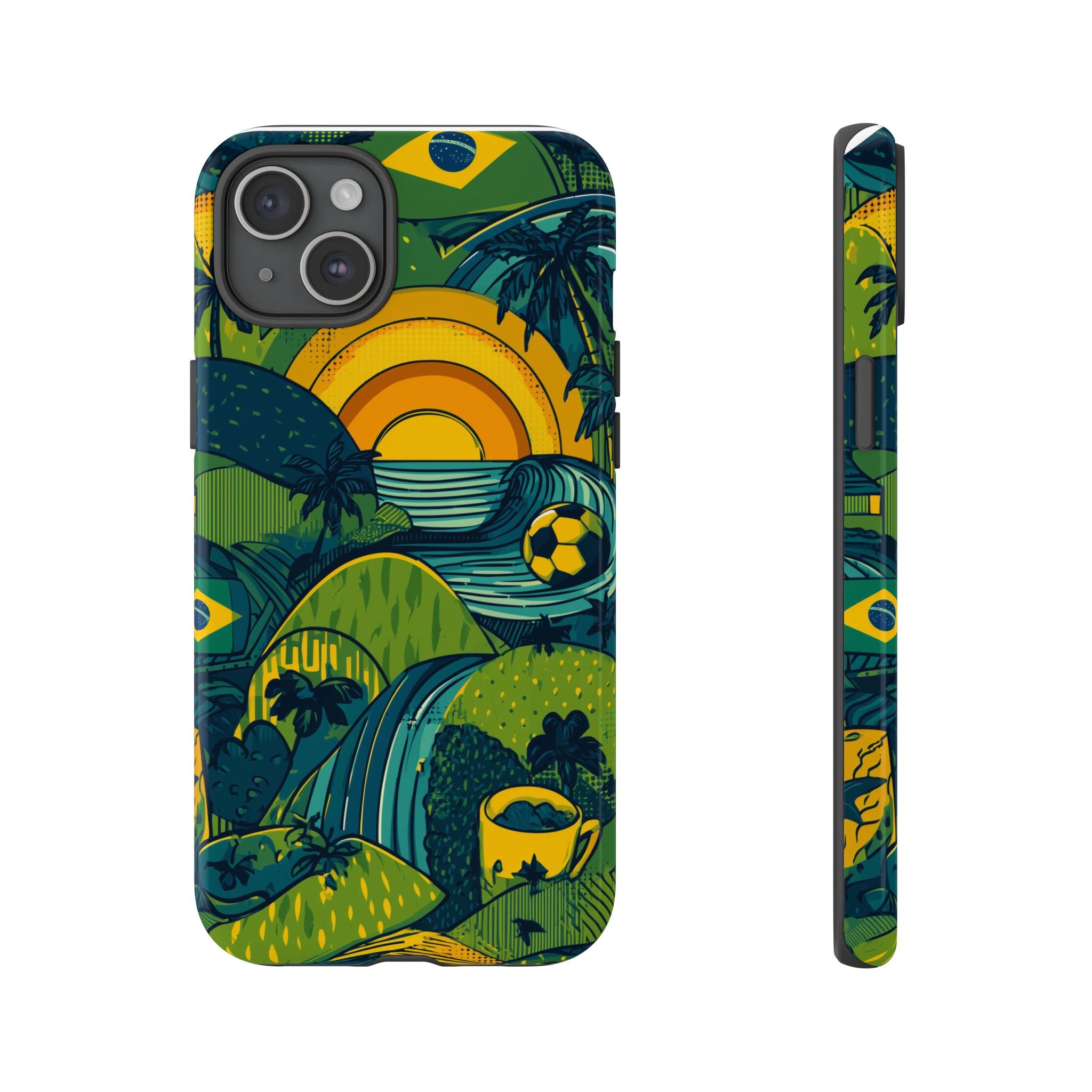 Brazil Tough Cases: Sporty Tropical Phone Case, Fun Beach Vibe Phone Accessory, Summer Travel Gift, Colorful Phone Cover, Casual Style Tech
