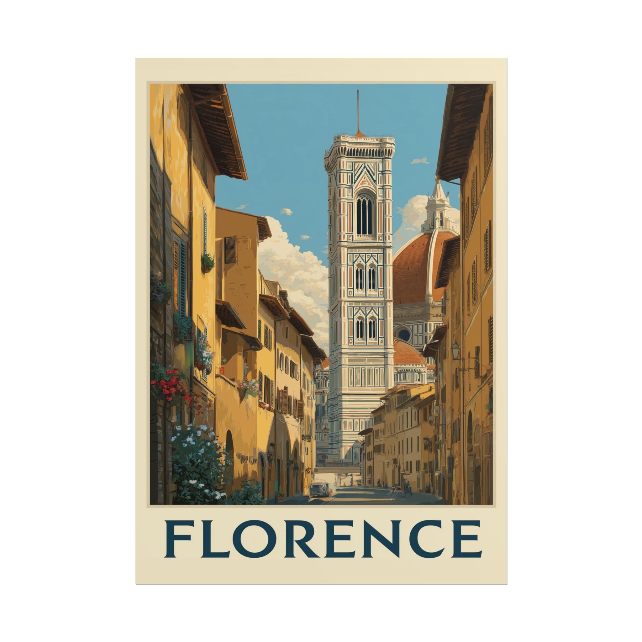Florentine Reverie: Vintage Travel Poster of Italy, Renaissance Cityscape   |    Custom Orders Available