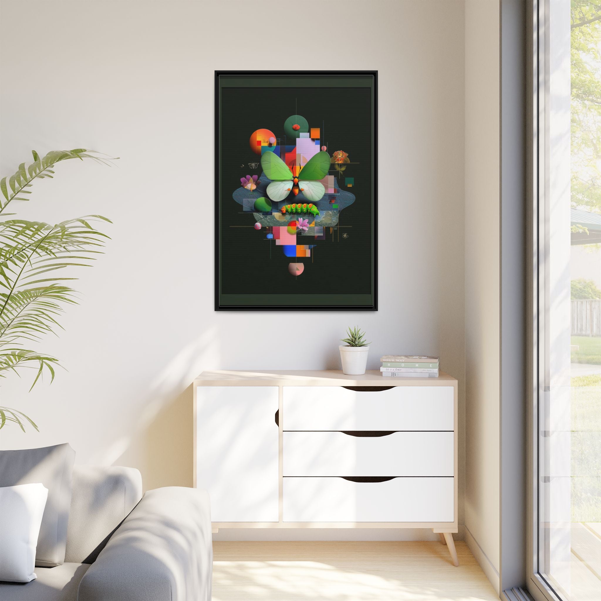 Metamorphosis Geometry Framed Print : Digital Nature Synthesis, Butterfly Abstraction   |  Personalized & Custom Orders Available