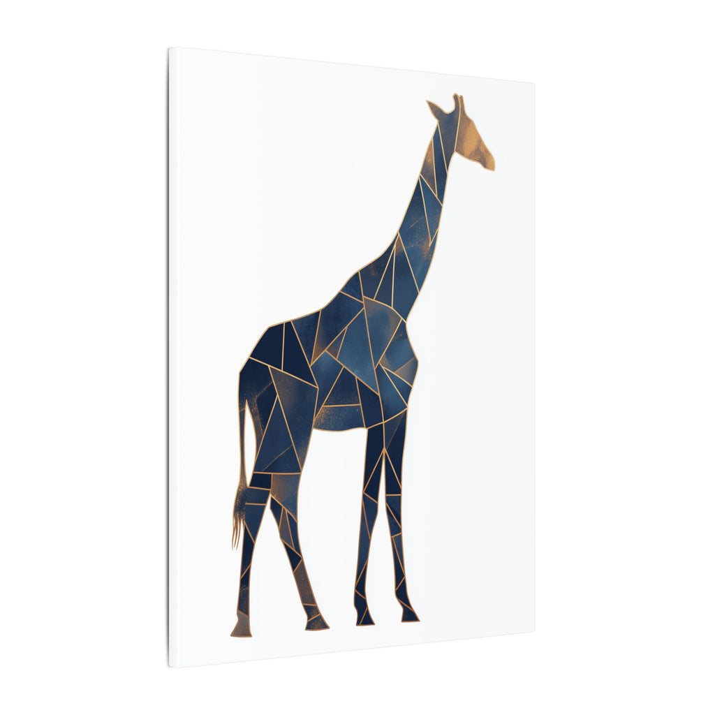 Geometric Giraffe: Mosaic Animal Portrait, Blue Triangular Design, Contemporary African Wildlife Art   |  Personalized & Custom Orders
