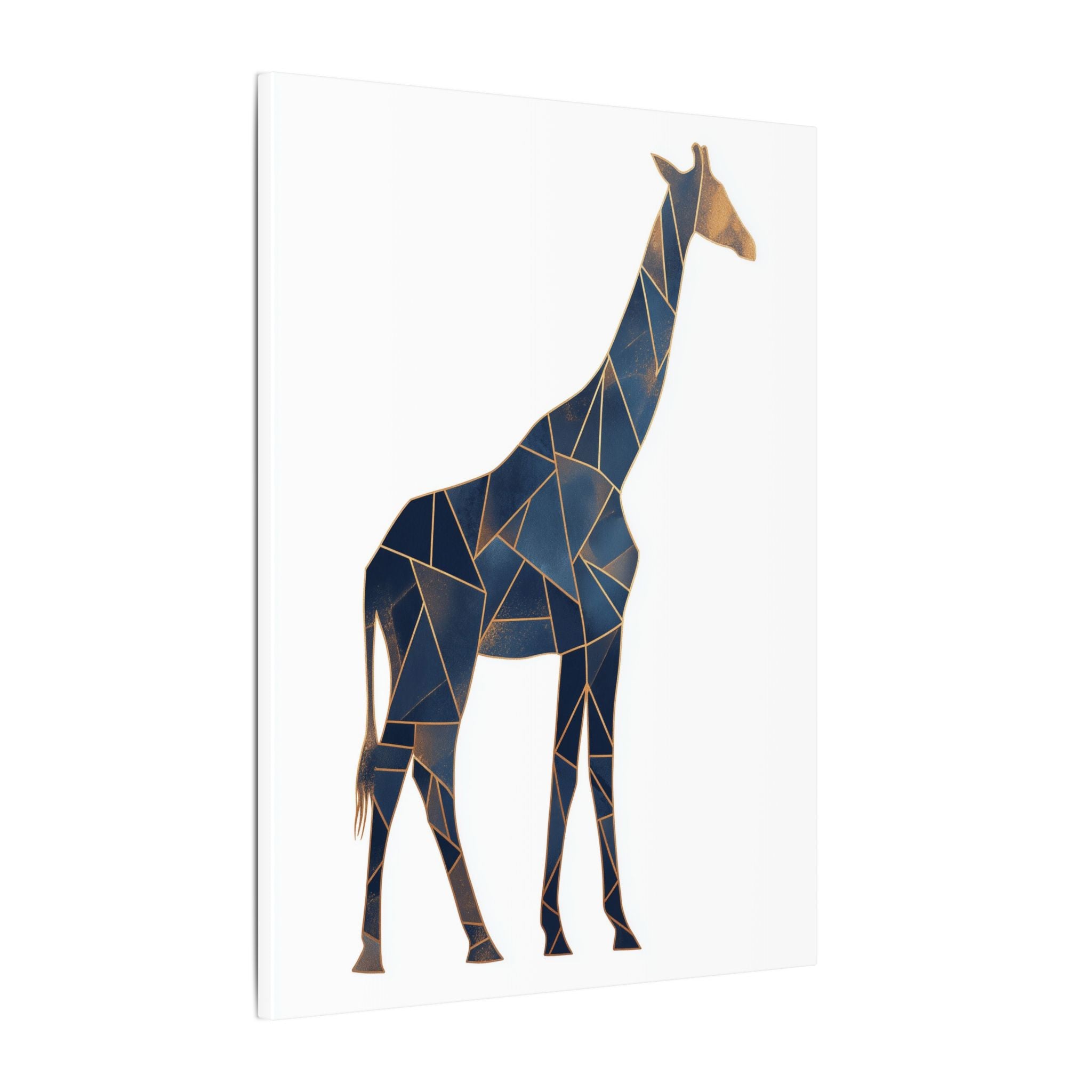 Geometric Giraffe: Mosaic Animal Portrait, Blue Triangular Design, Contemporary African Wildlife Art   |  Personalized & Custom Orders