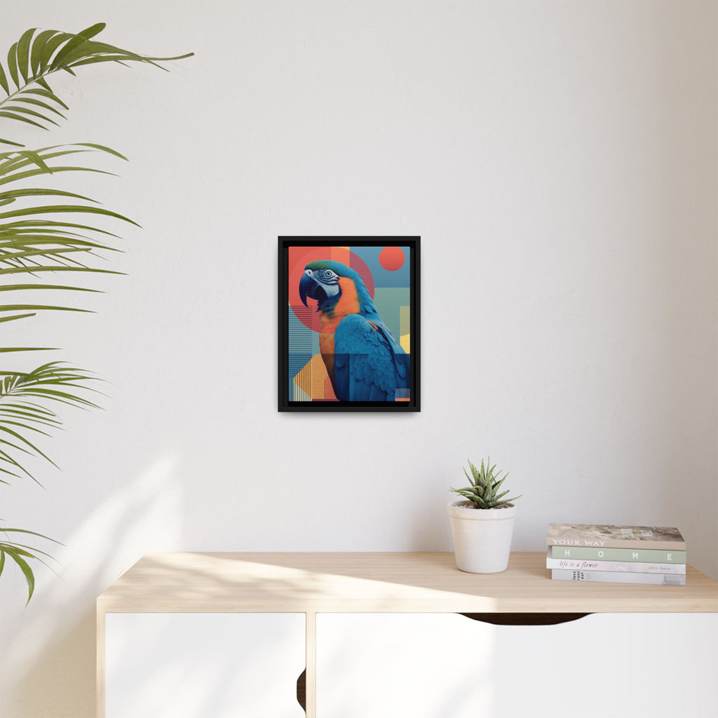 Macaw Geometric Framed Print : Mid-Century Modern Bird Art, Tropical Parrot Print   |  Personalized & Custom Orders Available