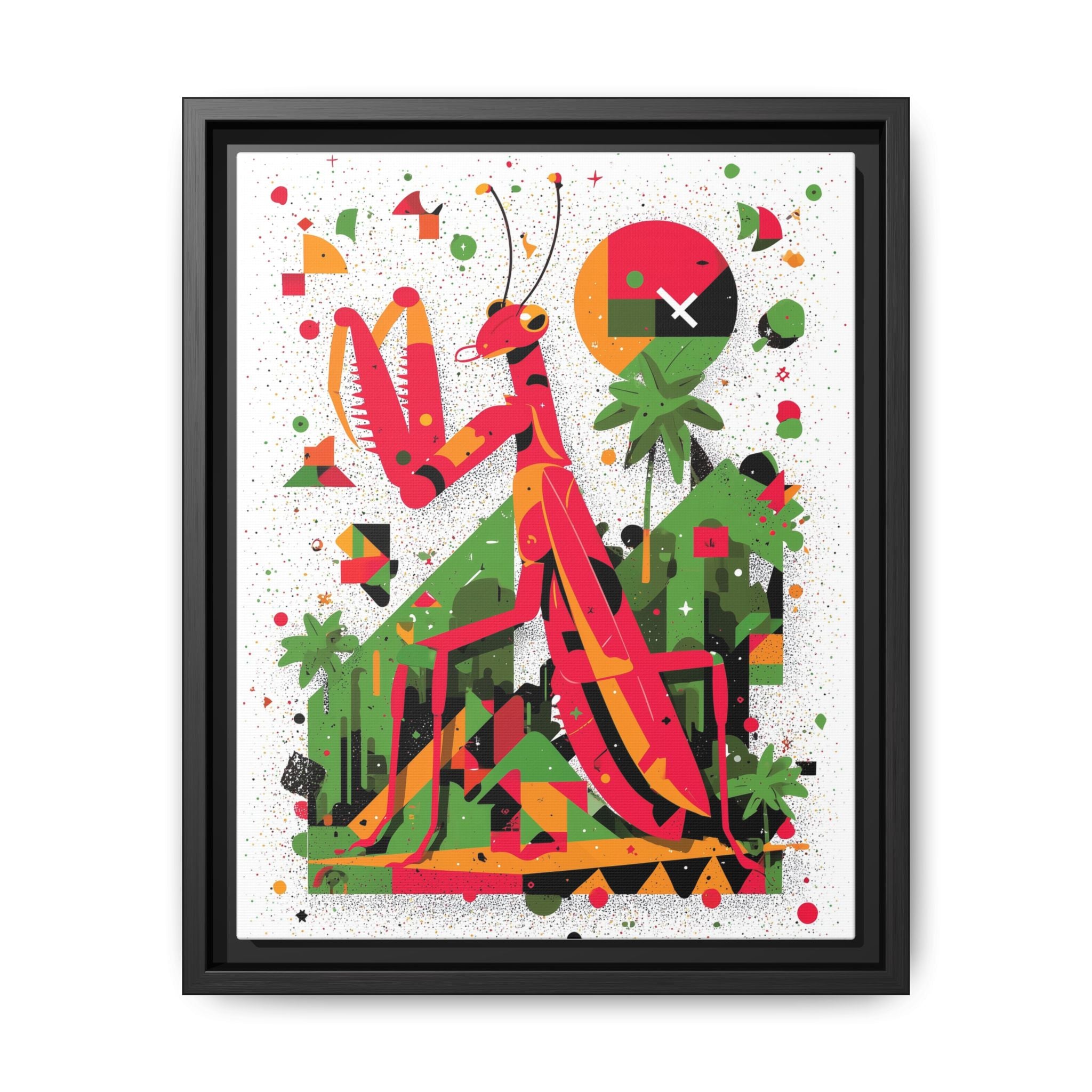 Praying Mantis Framed Print Geometric : Abstract Modernist Insect Art, Graphic Design Composition   |   Custom Orders Available