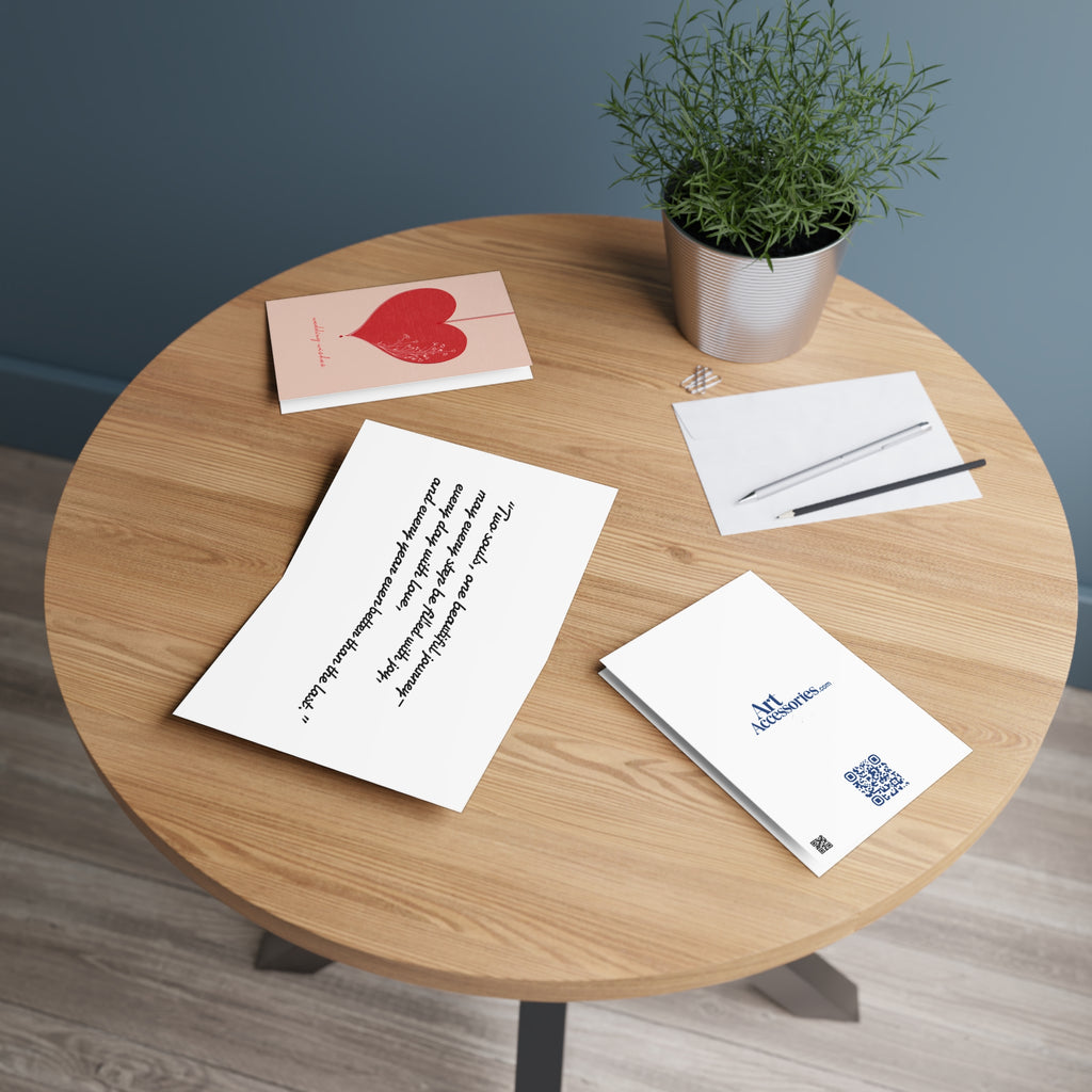 Wedding Wishes Greeting Card — Red Heart Illustration