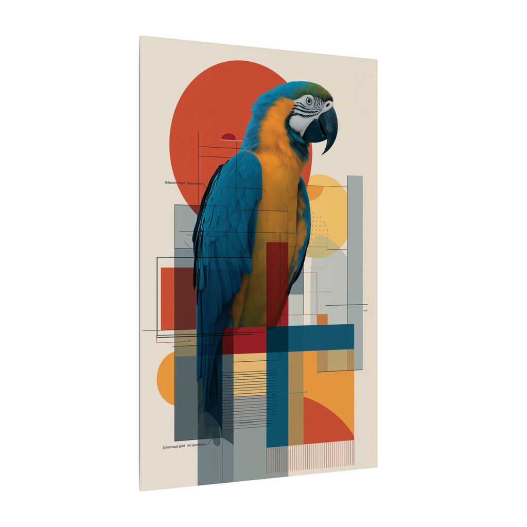 Chromatic Convergence: Macaw in Modernist Geometry, Abstract Avian Portrait   |    Custom Orders Available