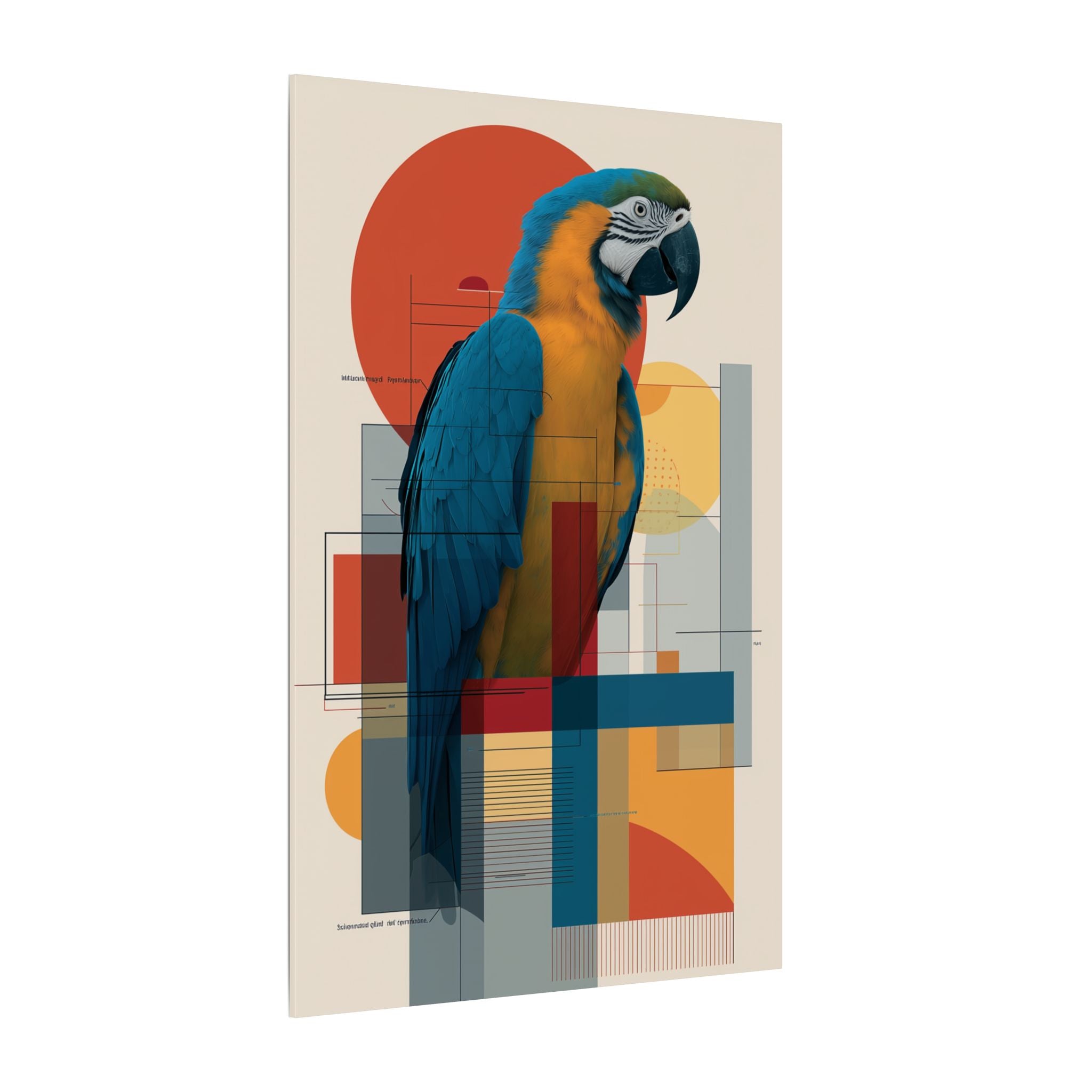 Chromatic Convergence: Macaw in Modernist Geometry, Abstract Avian Portrait   |    Custom Orders Available