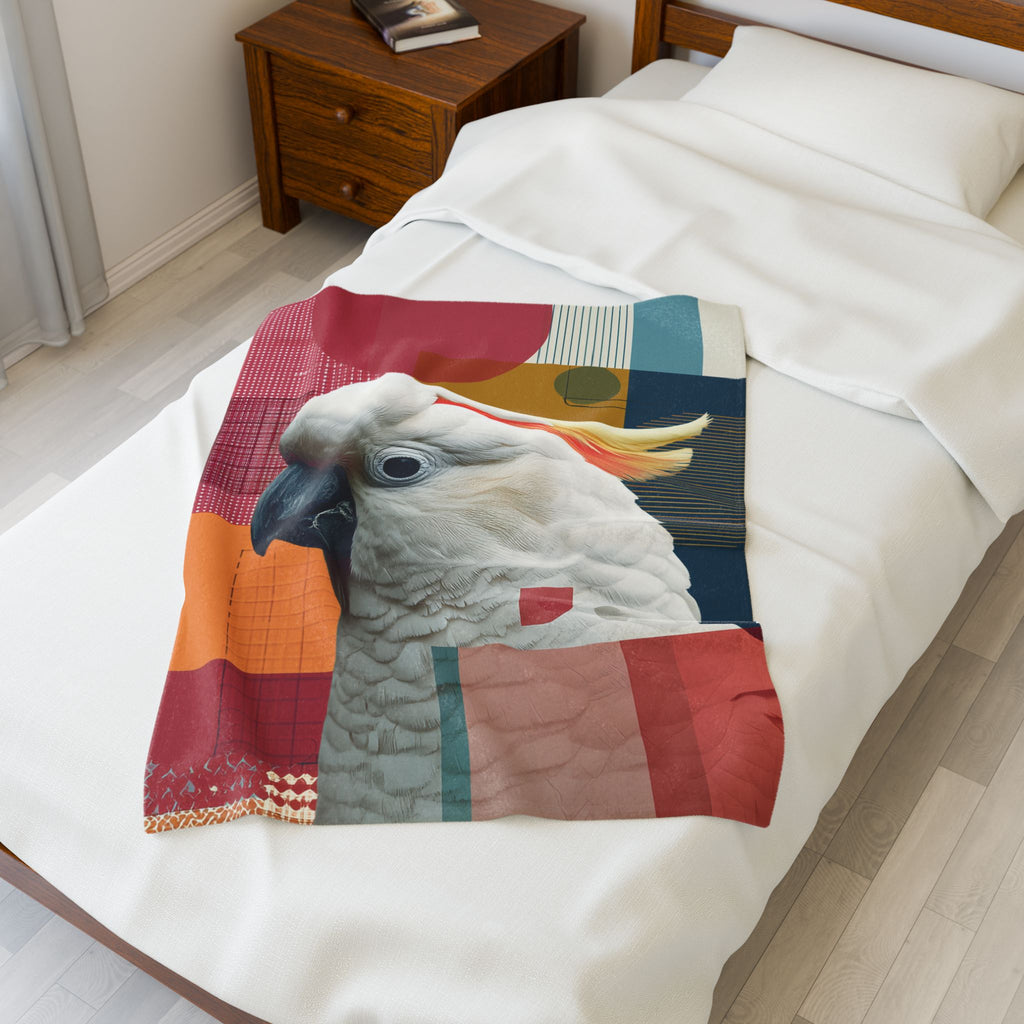 Cockatoo in Geometric Harmony Quilt Cover, Doona Cover, Duvet : Wildlife Art Print, Modern Abstract Decor   |    Custom Orders Available