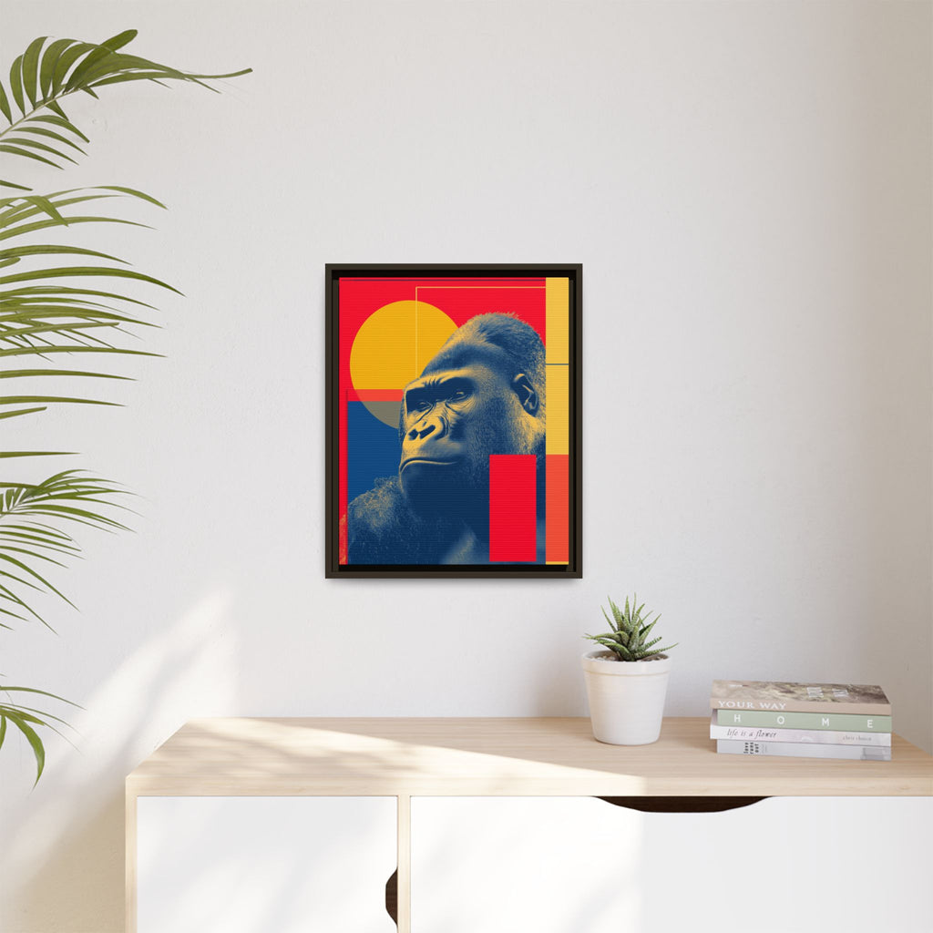 Primal Geometry: Gorilla Portrait in Blue and Yellow, Pop Art Graphic Design   |  Personalized & Custom Orders Available