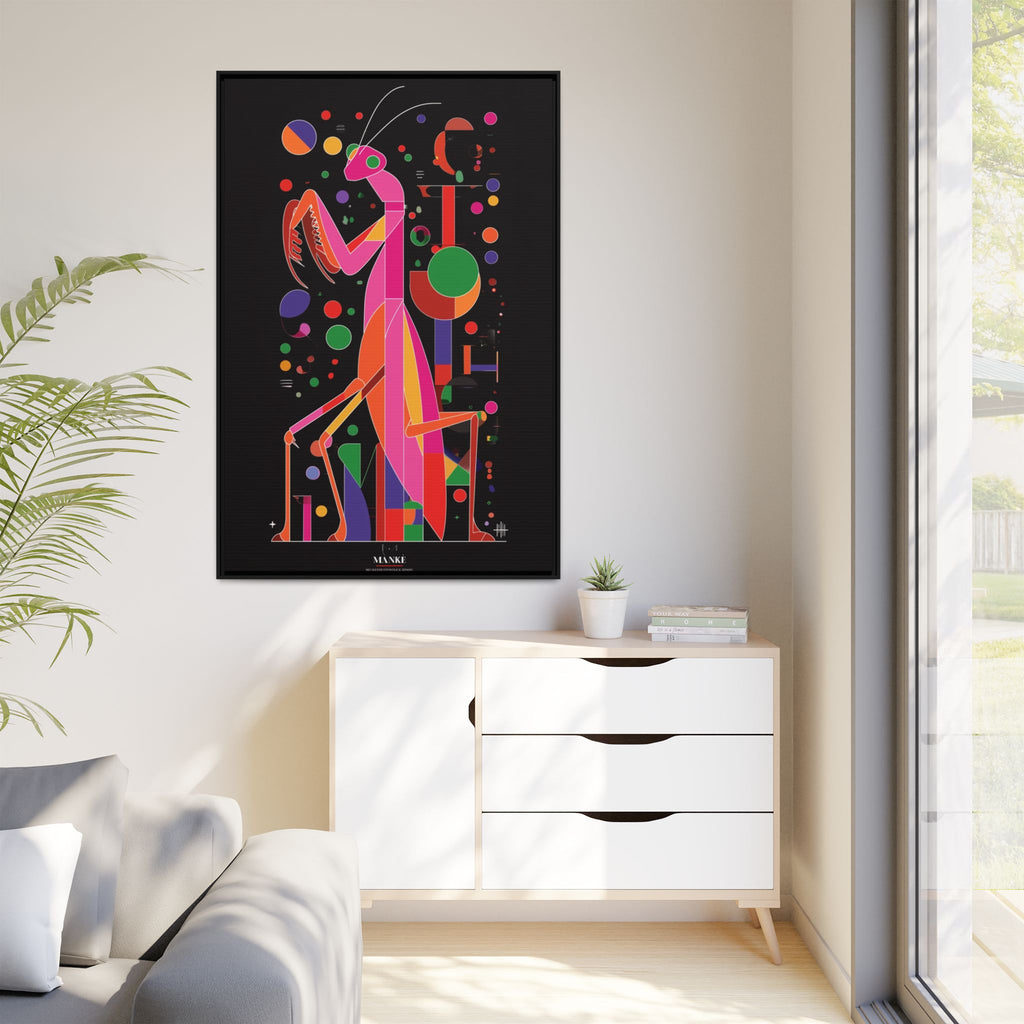 Mantis Geometrica Framed Print : Cubist Insect Design, Vibrant Graphic Poster Art   |   Custom Orders Available