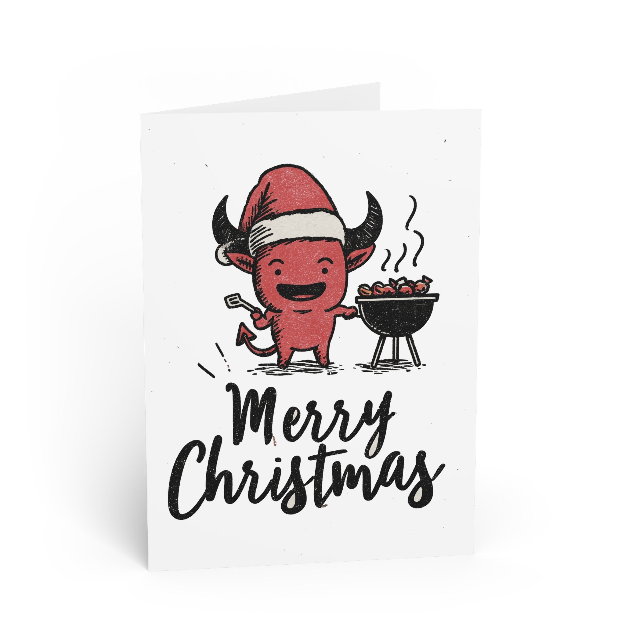 Grilling with the Devil: Holiday BBQ Cheer, Vintage Cartoon Style, Merry Christmas Graphic | Custom Orders Accepted