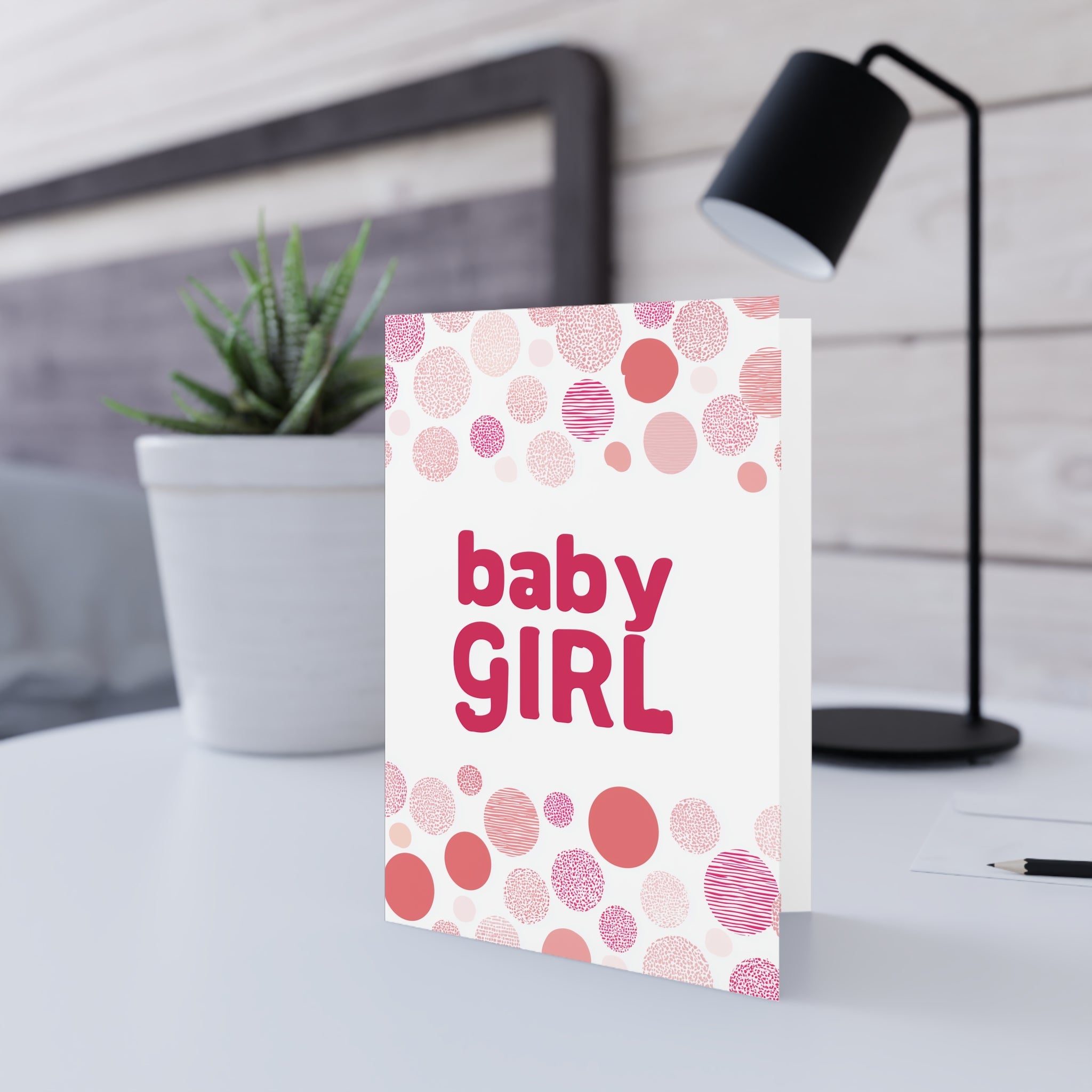 Baby Shower Greeting Cards — Cute Pink , Baby Girl , Newborn