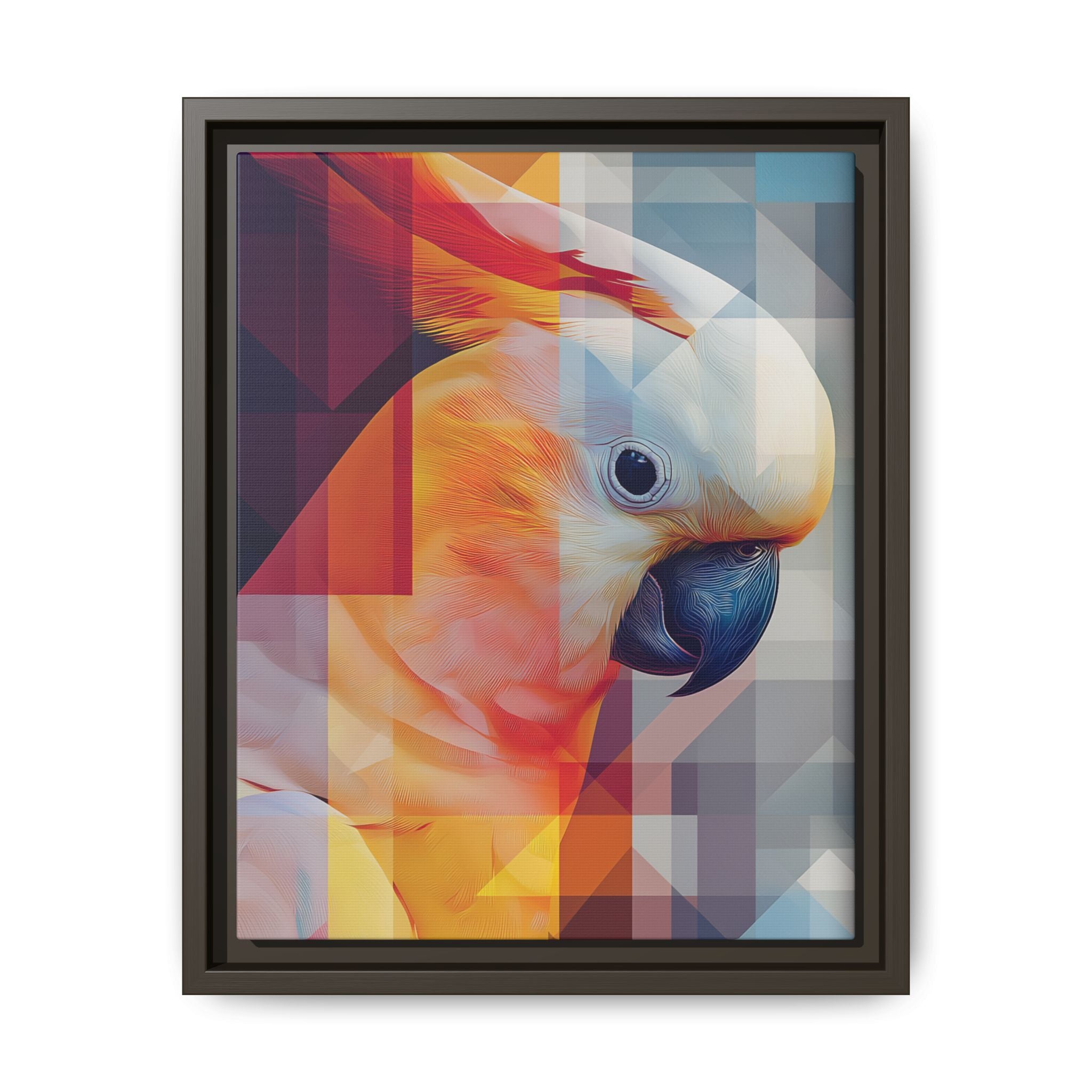 Prismatic Plume: Geometric Parrot Portrait, Digital Mosaic Abstraction   |    Custom Orders Available