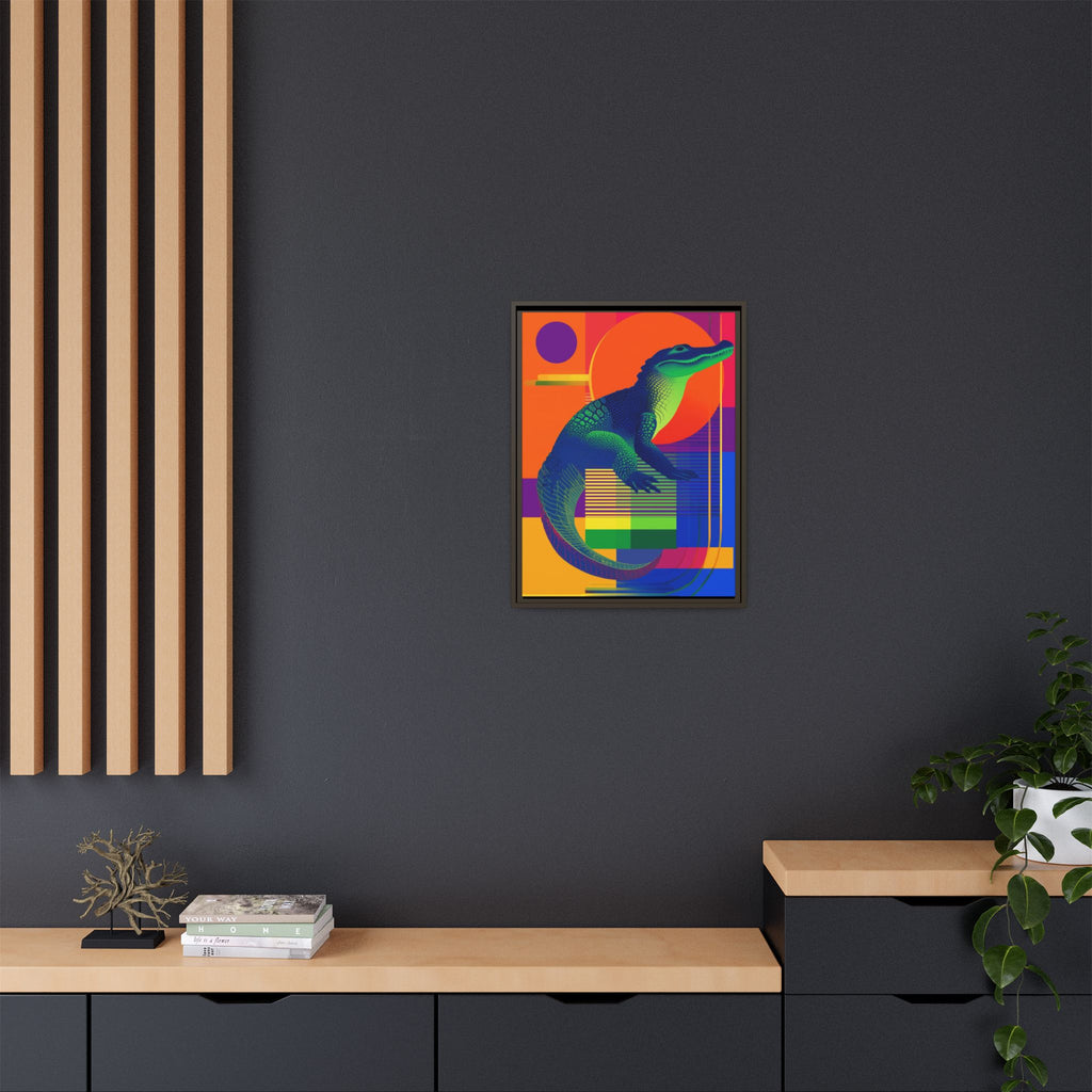Geometric Alligator Framed Print: Pop Art Reptile, Vibrant Gradient Composition   |  Personalized & Custom Orders Available