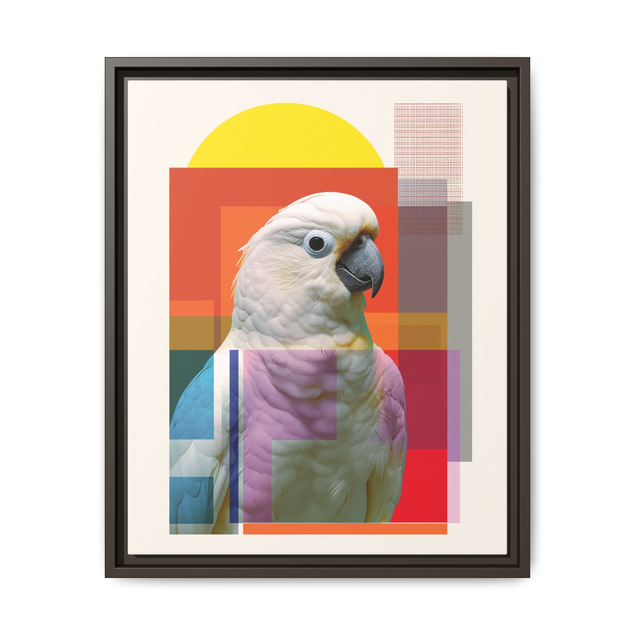 Cockatoo Chromatics Framed Print: Geometric Wildlife Portrait, Contemporary Art Print   |  Personalized & Custom Orders Available