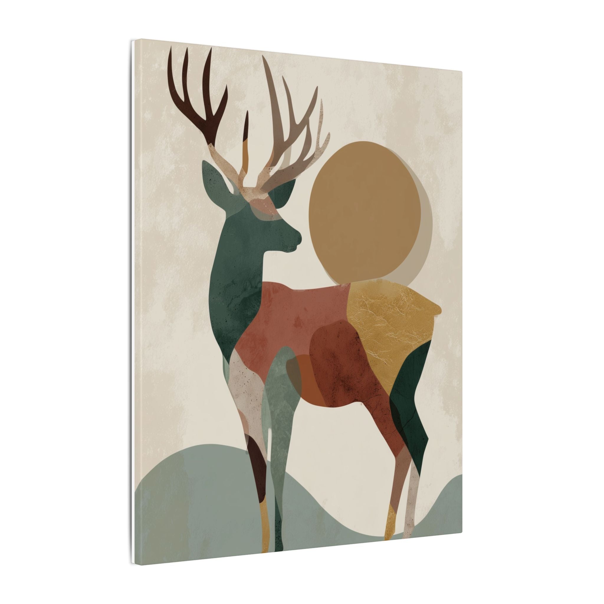 Majestic Deer Geometrica: Modern Nature Abstraction, Minimalist Wildlife Art, Earthy Tones Geometric Design   |  Personalized & Custom