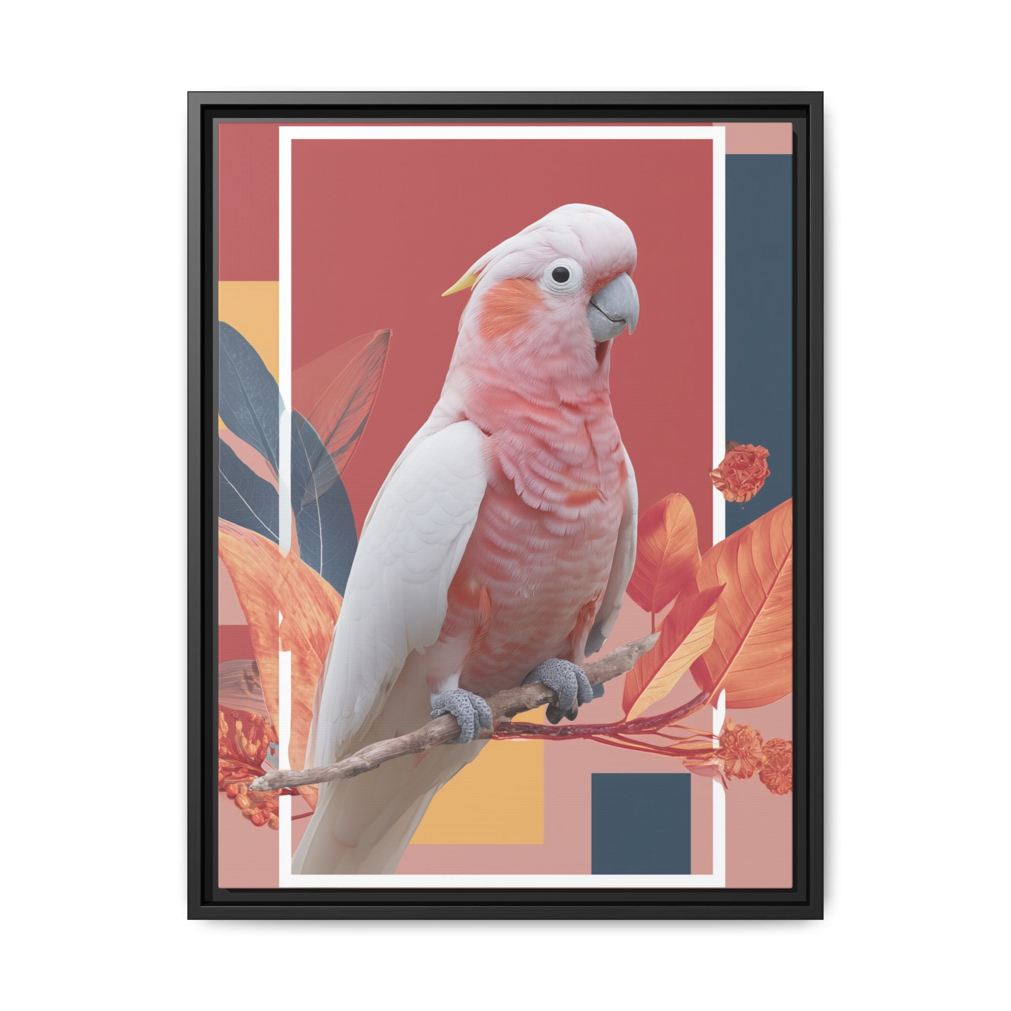 Framed Print: Cockatoo in Contemporary Geometric Style, Modern Avian Art Collection   |  Personalized & Custom Orders Available