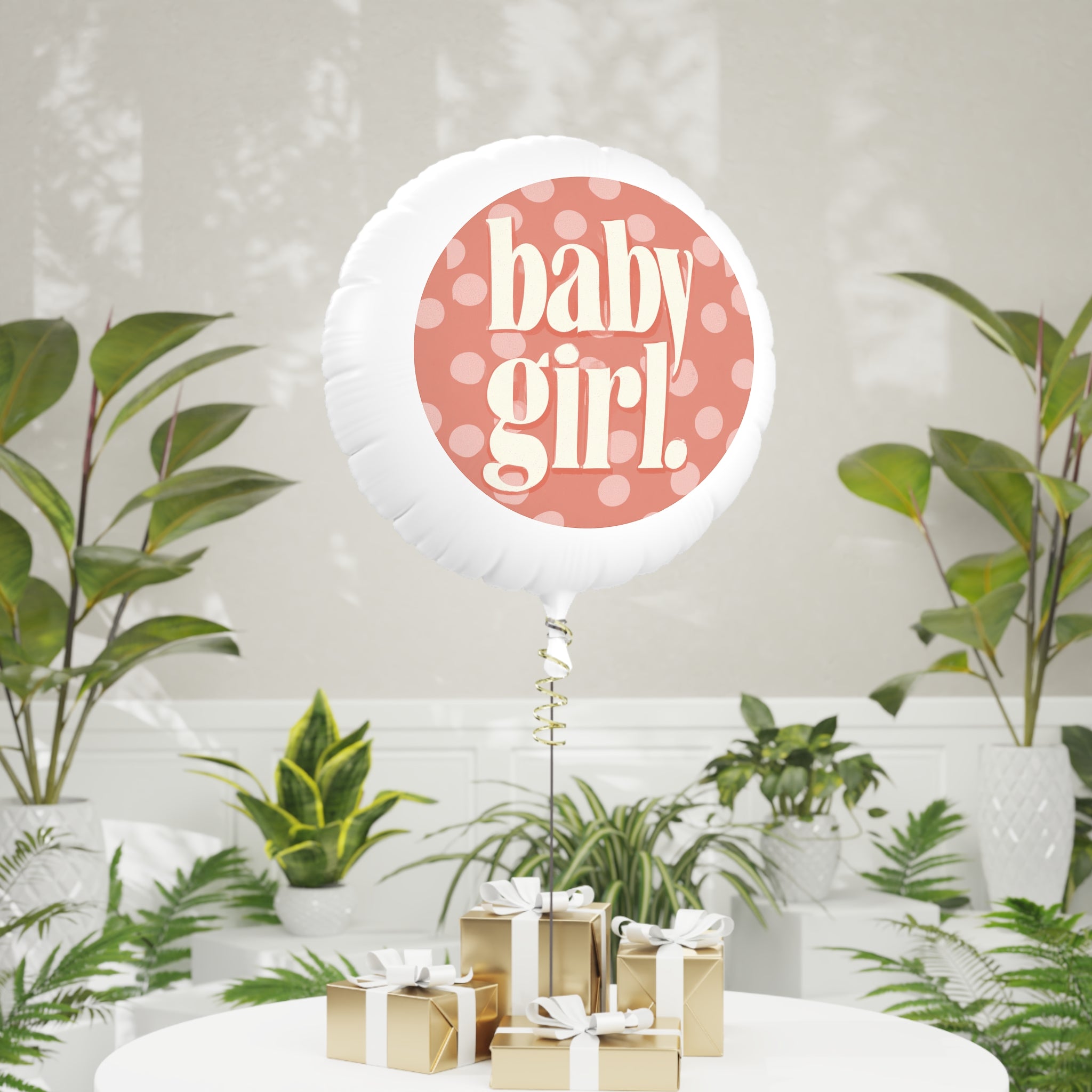 Baby Girl Polka Dot Mylar Balloon — Gender Reveal & Newborn Celebration