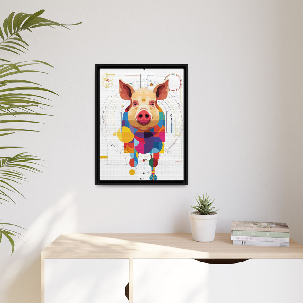 Geometric Pig: Digital Cubist Portrait, Mathematical Animal Abstraction   |    Custom Orders Available