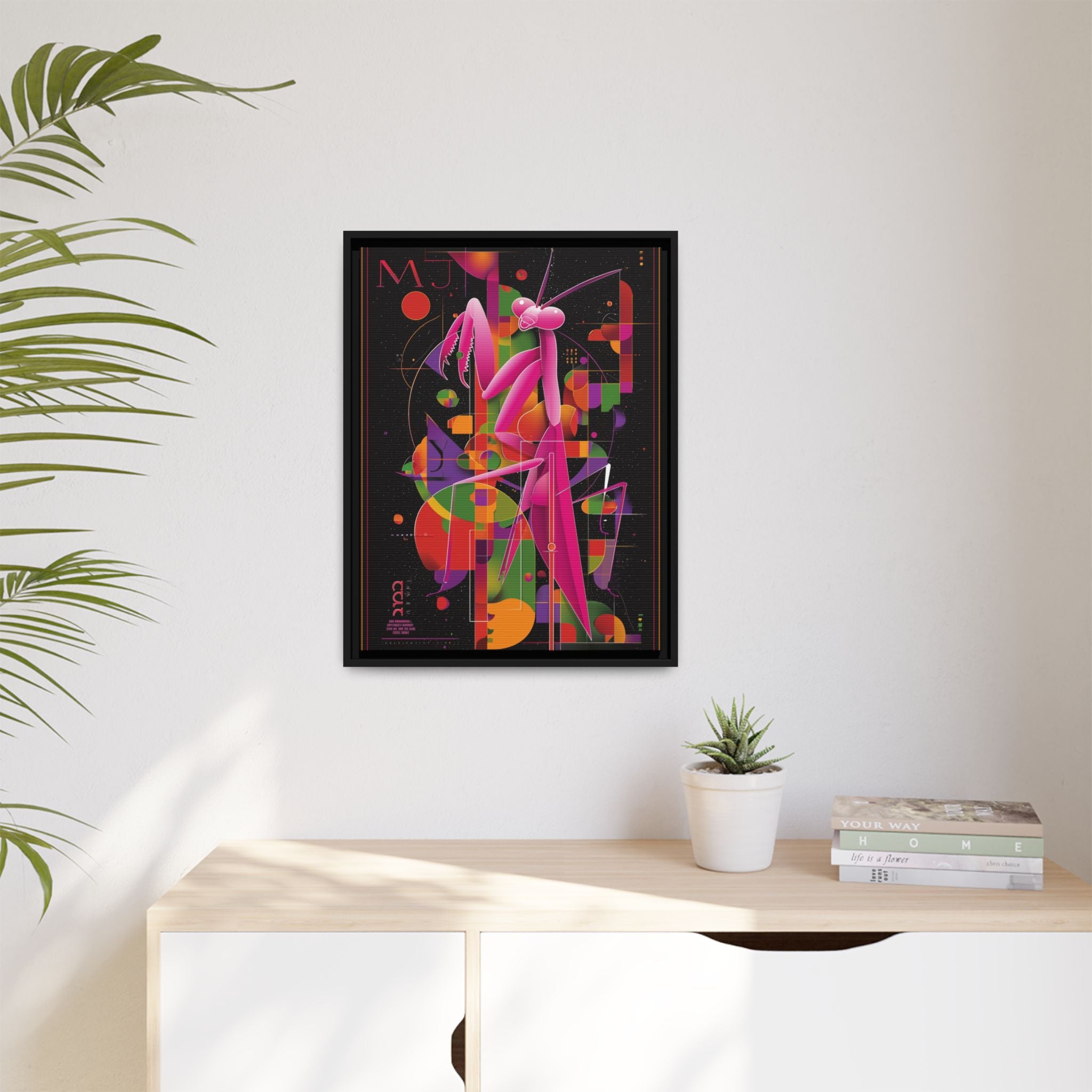 Geometric Mantis Framed Print : Starry Night Abstract, Graphic Design Poster   |  Personalized & Custom Orders Available