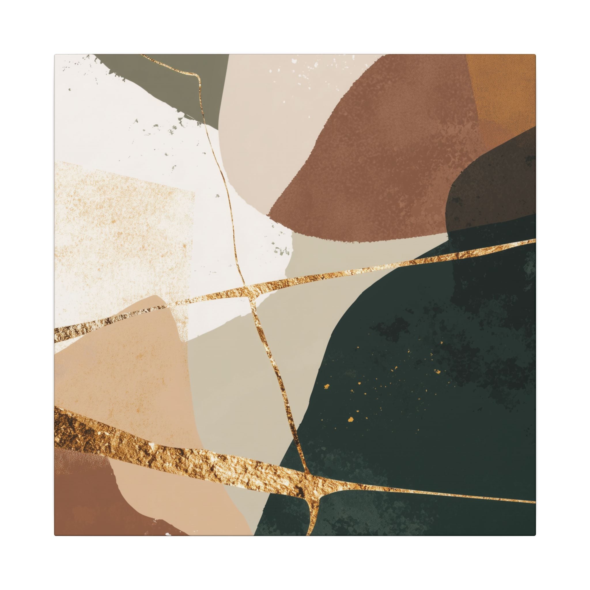 Canvas Print, Abstract Earthy Gold Wall Art, Modern Designer Home Decor, Stretched Matte Canvas; Thick, Multi-Size, Office Decor