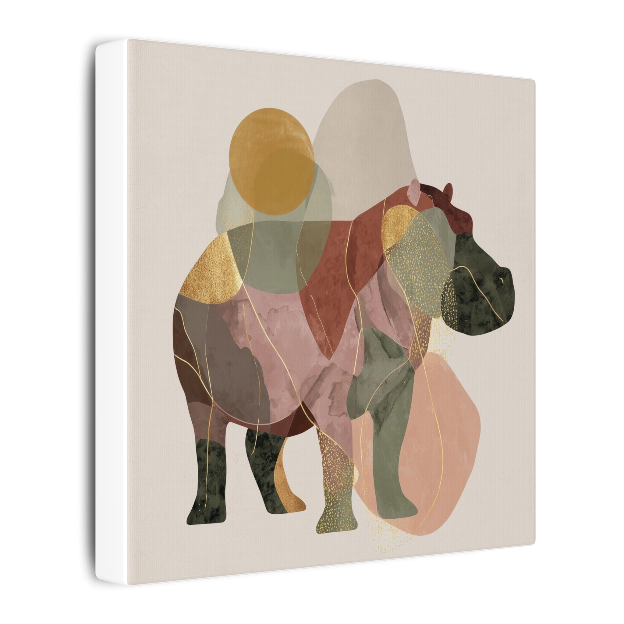 Geometric Hippo: Abstract Animal Art, Minimalist Pastel Composition   |    Custom Orders Available