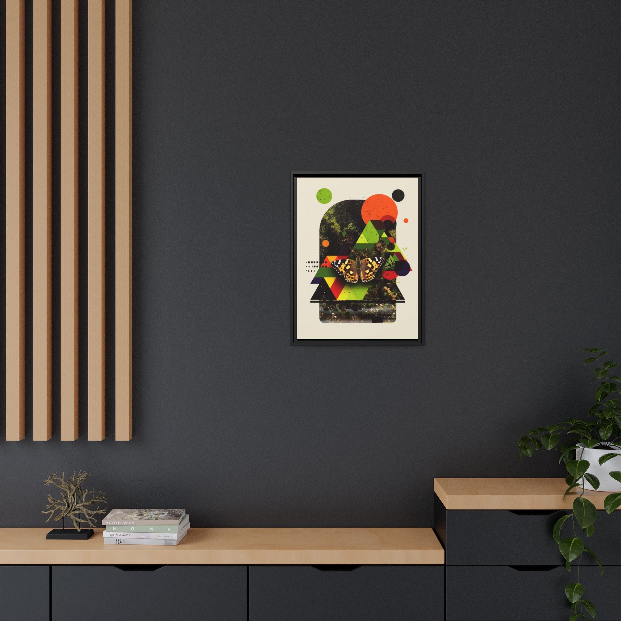 Metamorphic Geometries Framed Print: Digital Nature Collage, Butterfly Abstract Design   |   Custom Orders Available