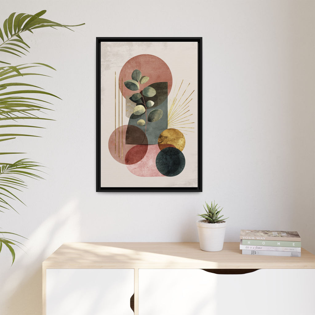 Botanical Geometric Symphony: Eucalyptus Harmony, Metallic Intersections, Modern Earth Tones   |   Custom Orders Accepted